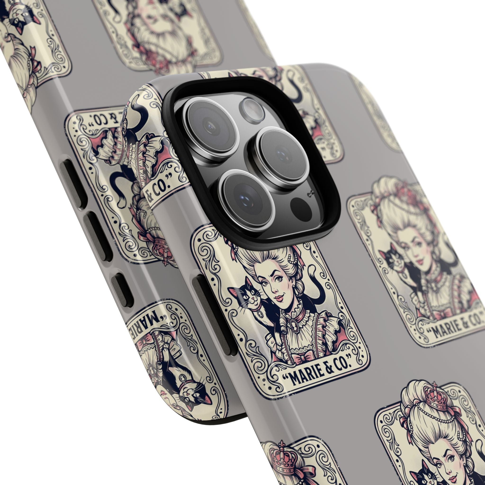 Marie Antoinette & Cat Pattern Tough Phone Case
