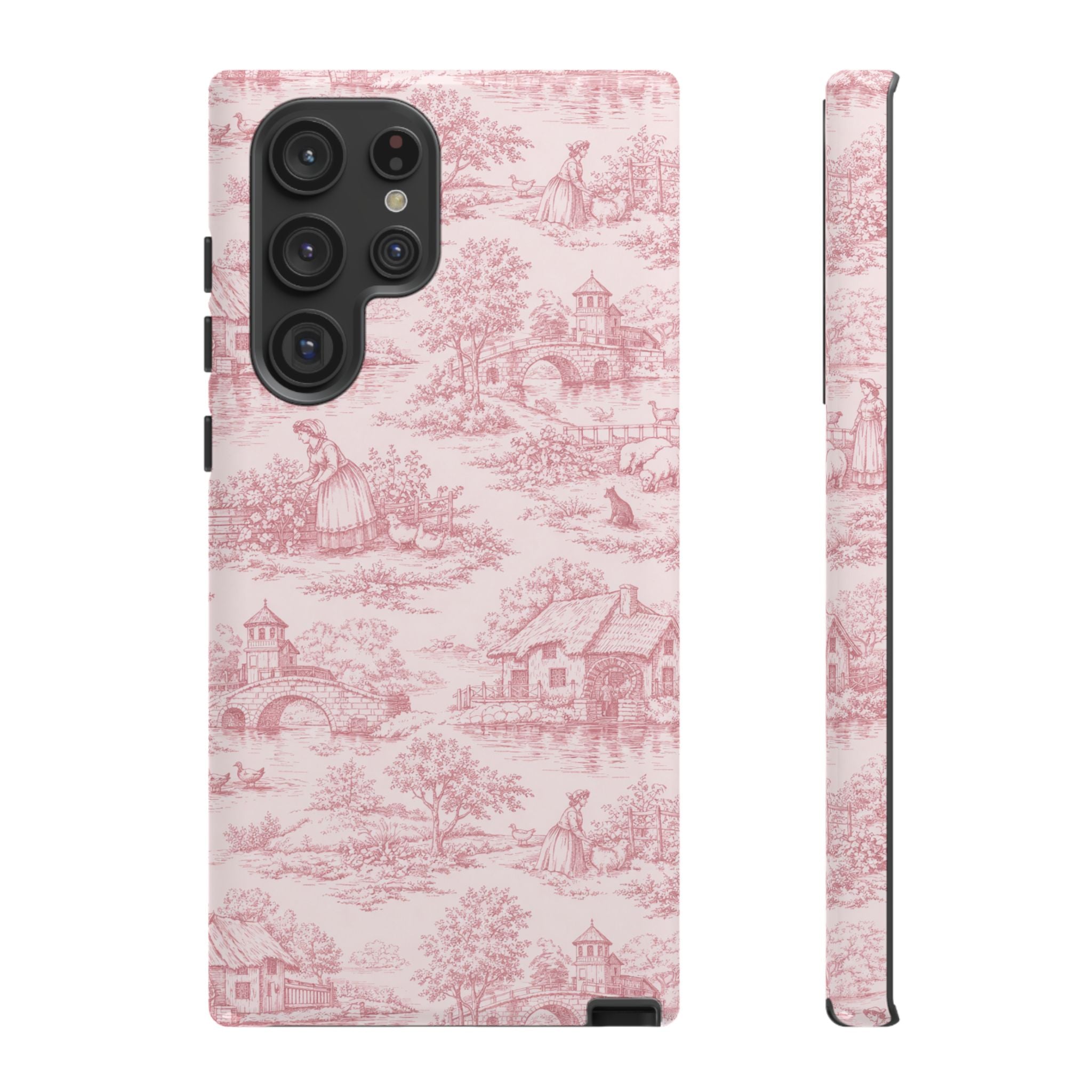Le Hameau Pink Toile Phone Case — The Queen's Hamlet Pattern Tough Protective Case