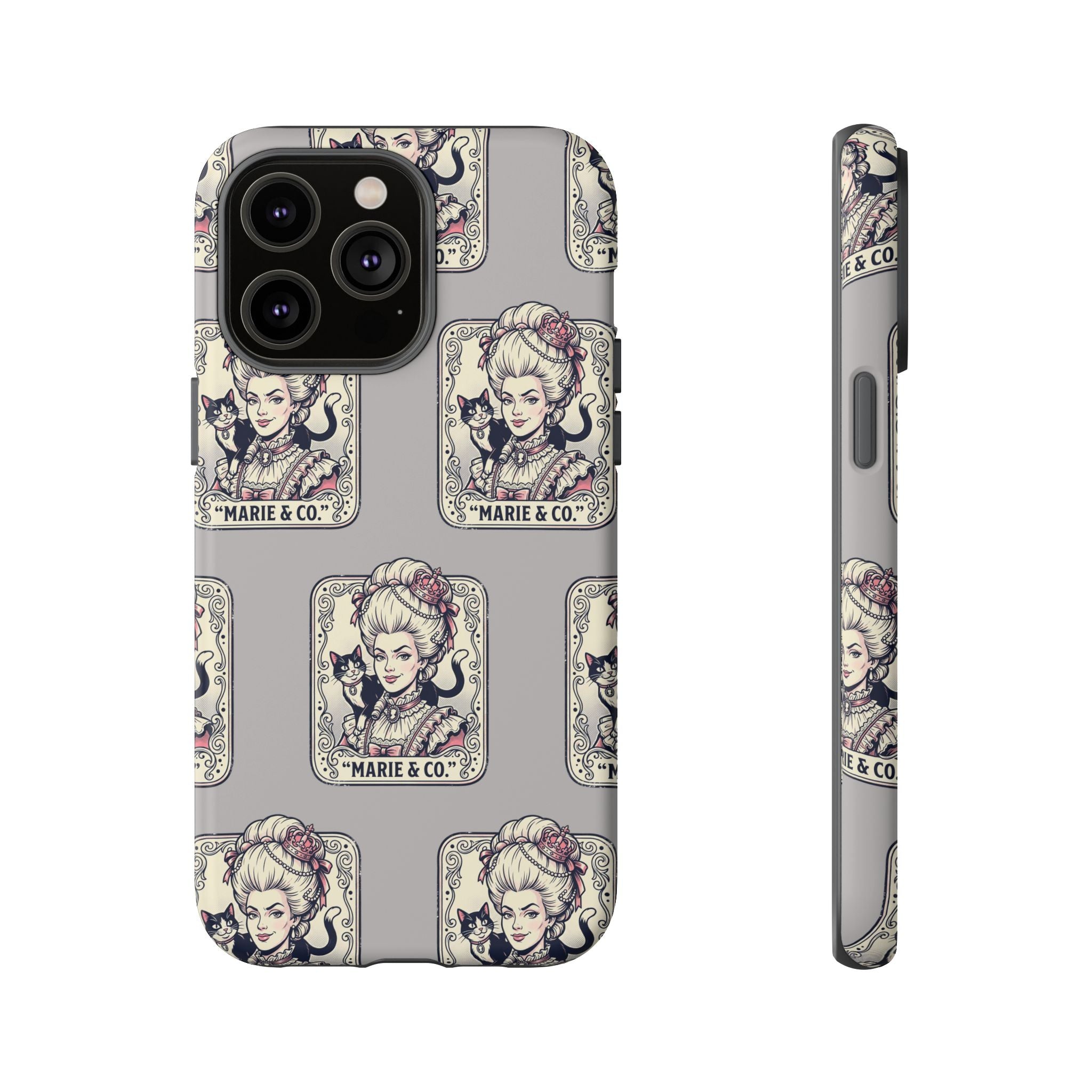 Marie Antoinette & Cat Pattern Tough Phone Case