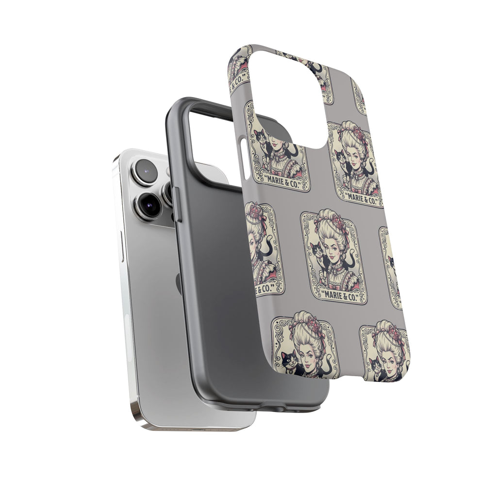 Marie Antoinette & Cat Pattern Tough Phone Case