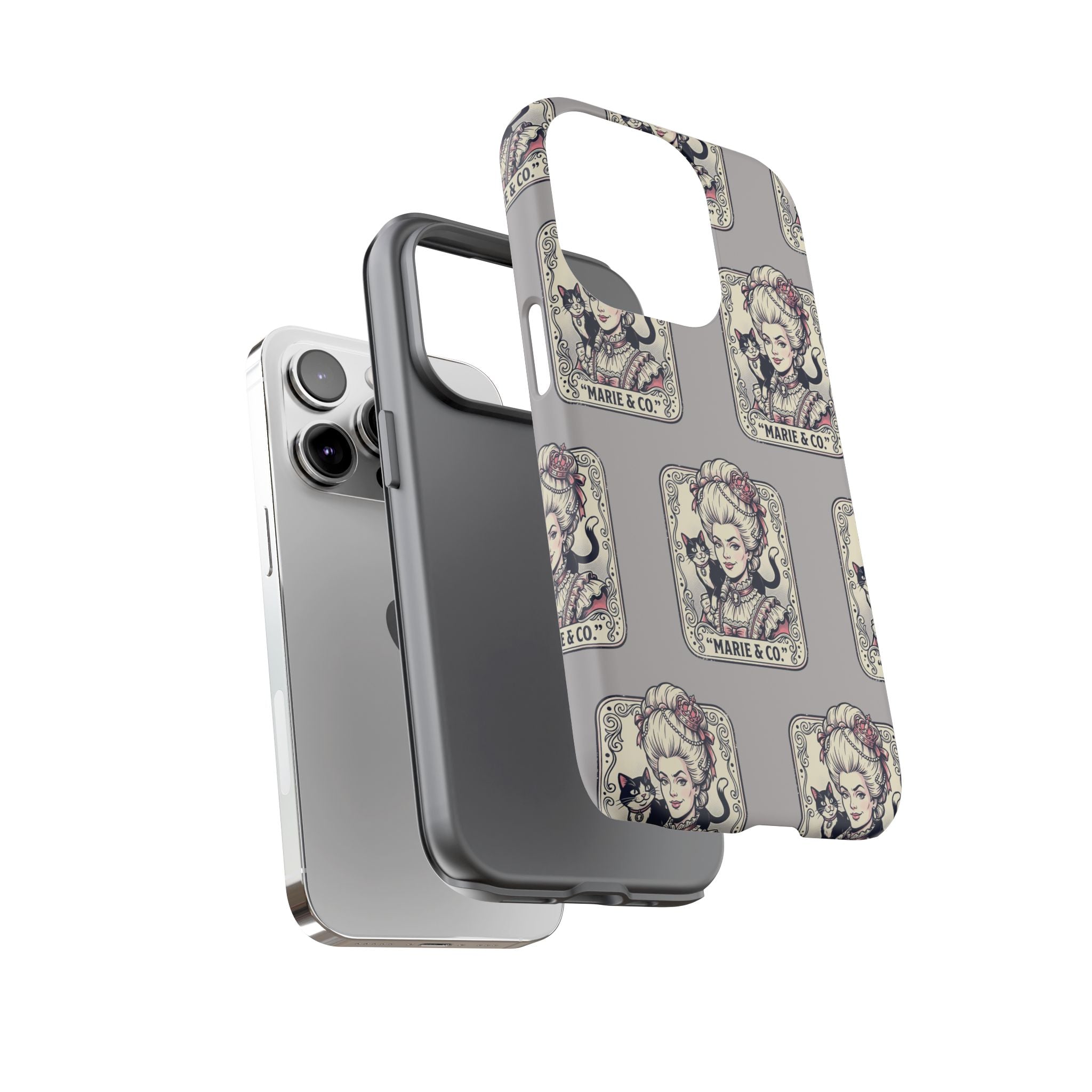 Marie Antoinette & Cat Pattern Tough Phone Case