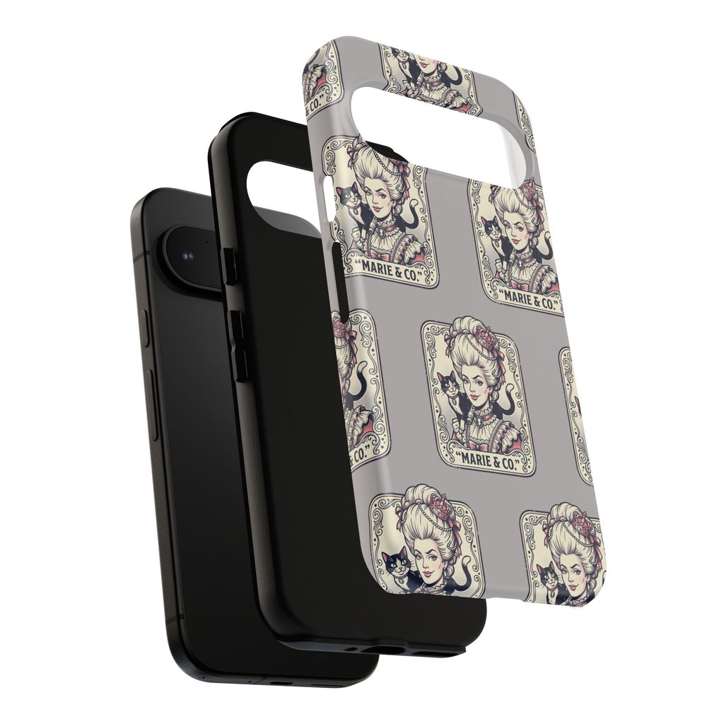 Marie Antoinette & Cat Pattern Tough Phone Case