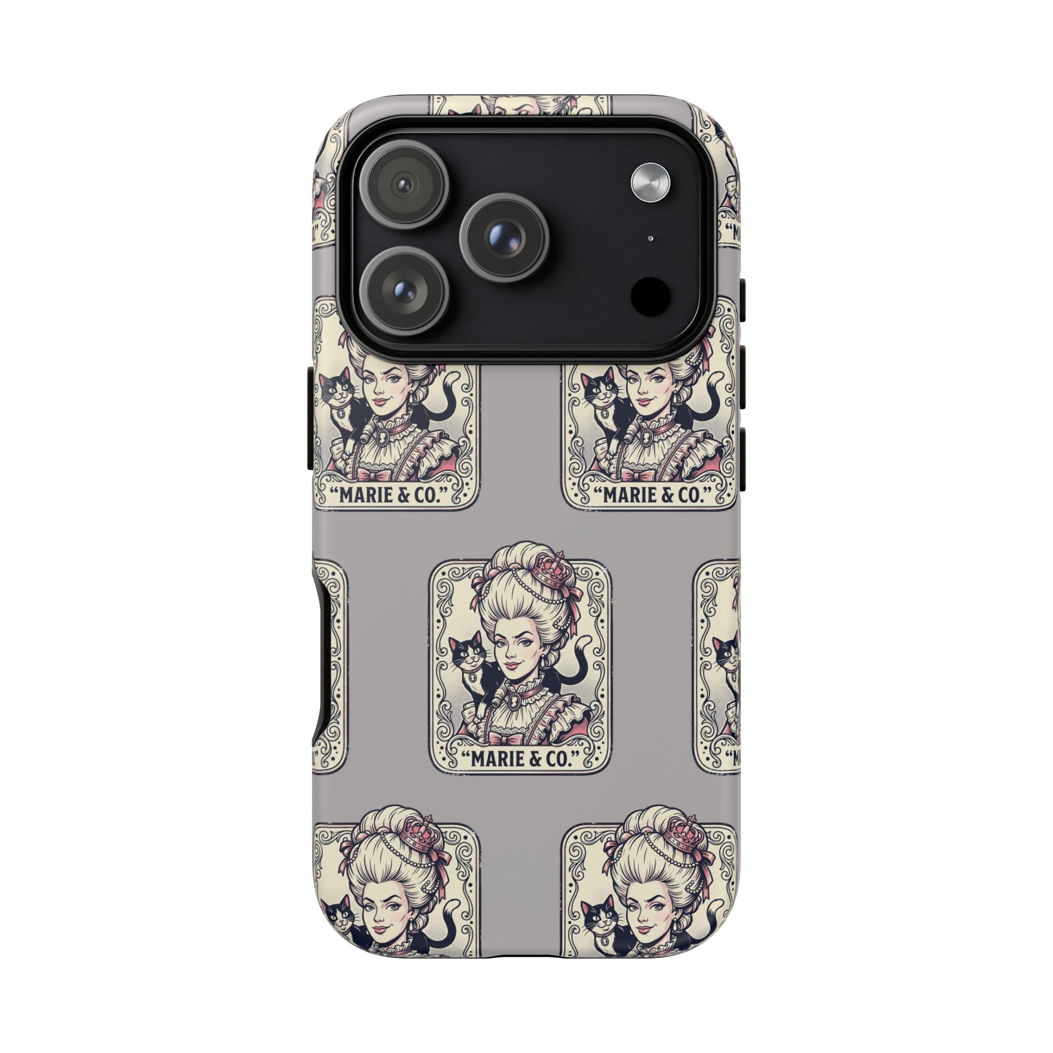 Marie Antoinette & Cat Pattern Tough Phone Case