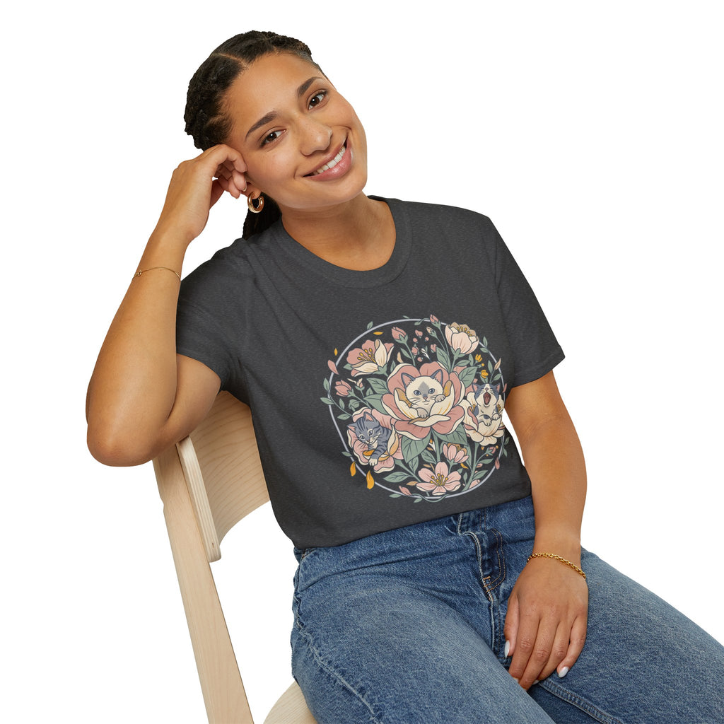 Floral Kitten Bouquet T-shirt — Blooming Kittens Women’s Cotton Tee