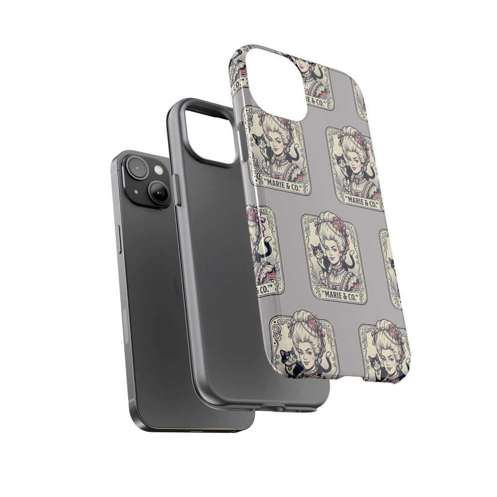 Marie Antoinette & Cat Pattern Tough Phone Case