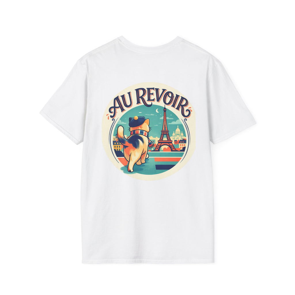 Bonjour Au Revoir Cat Paris T-Shirt White | Cute French Kitty T-Shirt