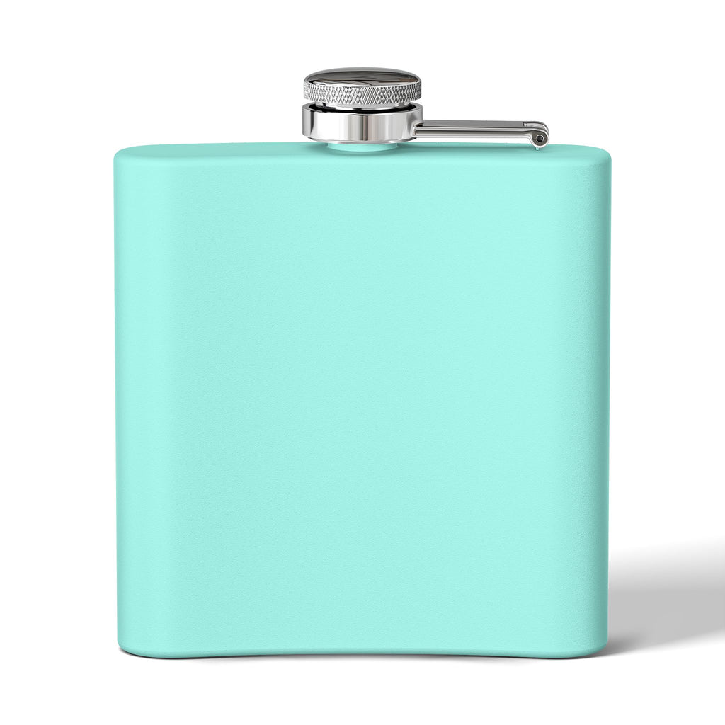 Back view of aqua/Mint green flask with a cat tea party scene at Versailles