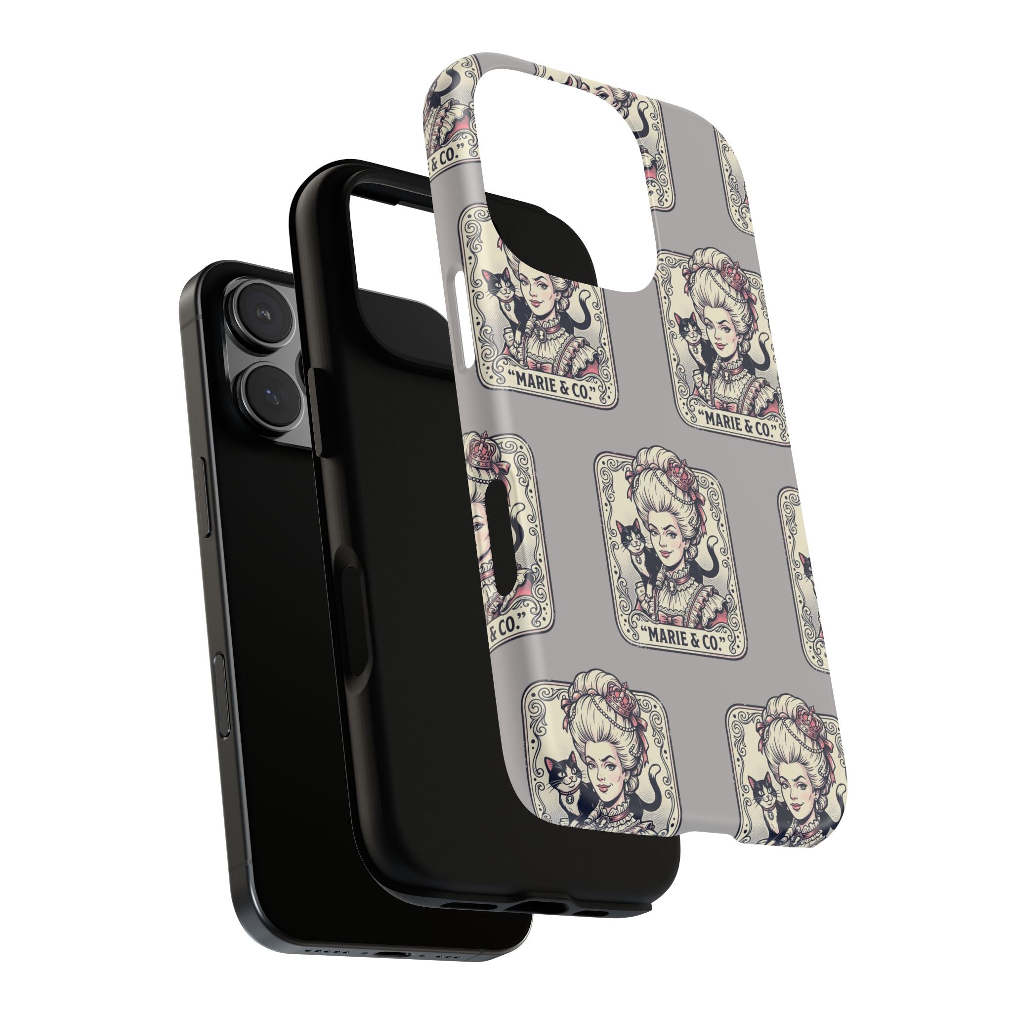 Marie Antoinette & Cat Pattern Tough Phone Case
