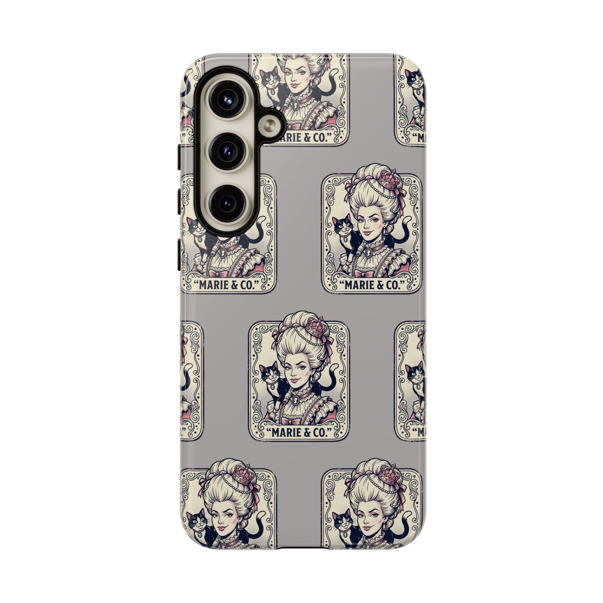 Marie Antoinette & Cat Pattern Tough Phone Case