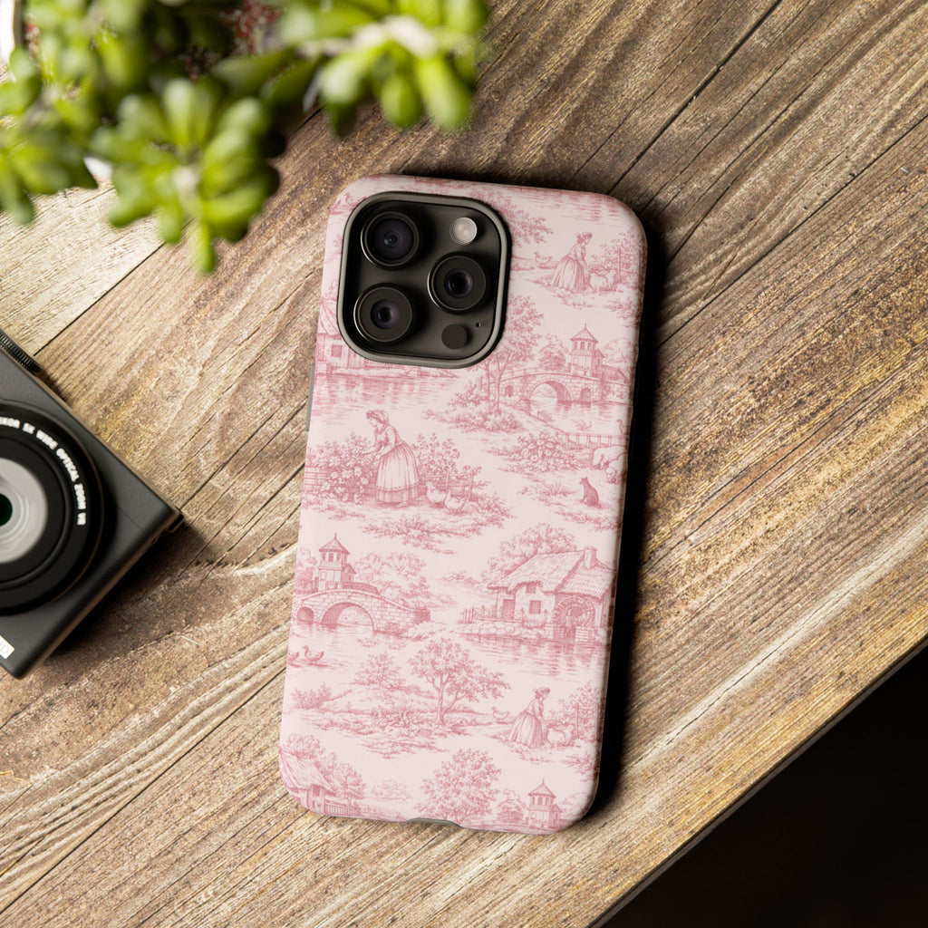 Le Hameau Pink Toile Phone Case — The Queen's Hamlet Pattern Tough Protective Case