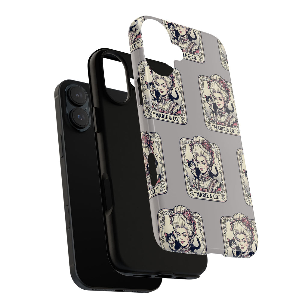 Marie Antoinette & Cat Pattern Tough Phone Case
