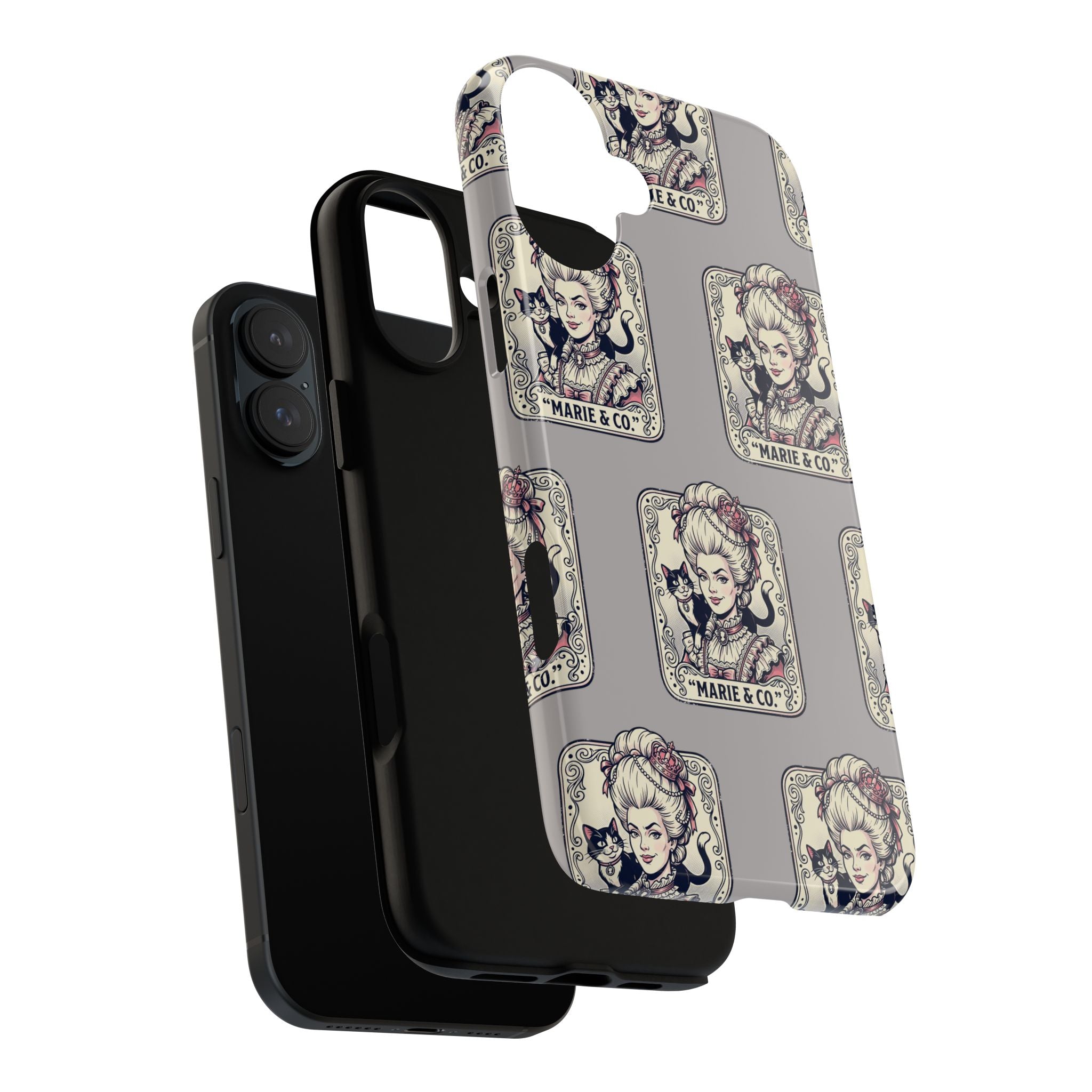 Marie Antoinette & Cat Pattern Tough Phone Case
