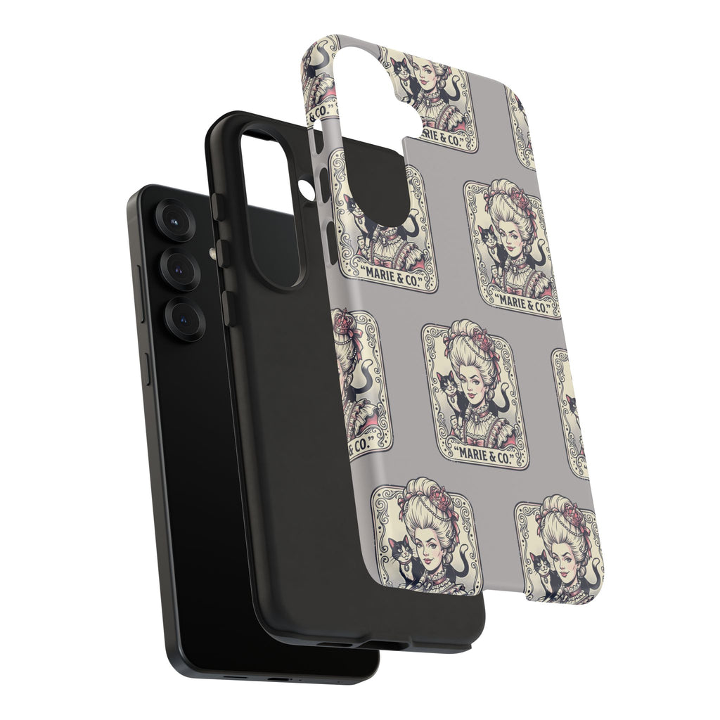 Marie Antoinette & Cat Pattern Tough Phone Case