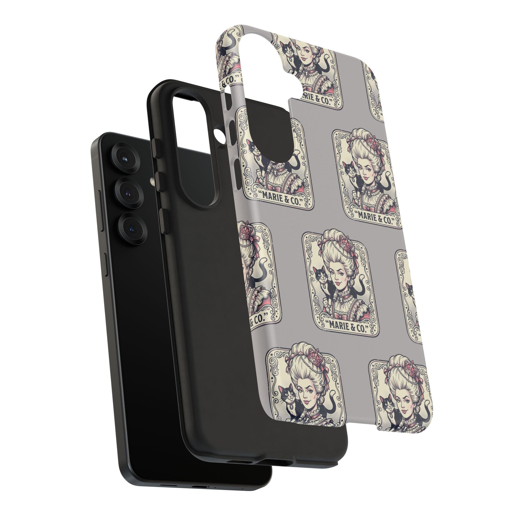 Marie Antoinette & Cat Pattern Tough Phone Case