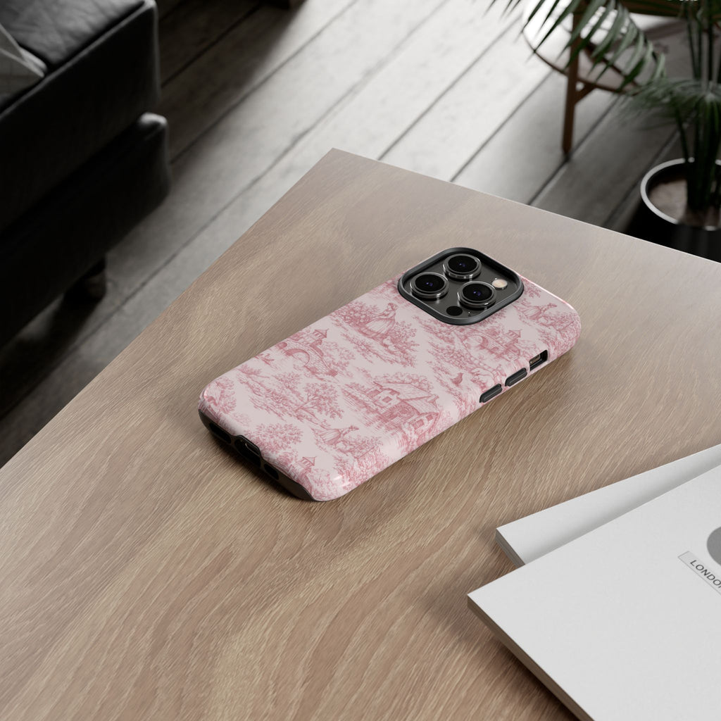 Le Hameau Pink Toile Phone Case — The Queen's Hamlet Pattern Tough Protective Case