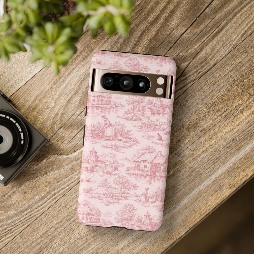 Le Hameau Pink Toile Phone Case — The Queen's Hamlet Pattern Tough Protective Case