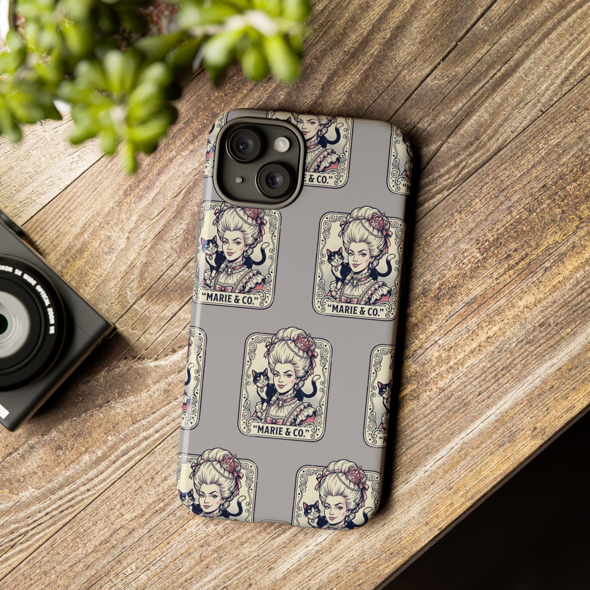 Marie Antoinette & Cat Pattern Tough Phone Case