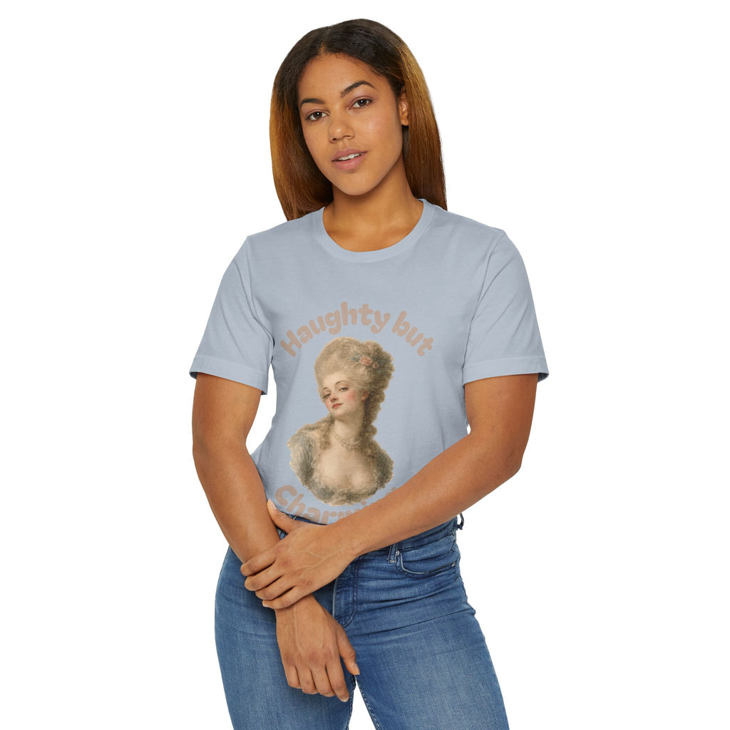 Haughty But Charming Vintage Portrait T-Shirt - Light Blue