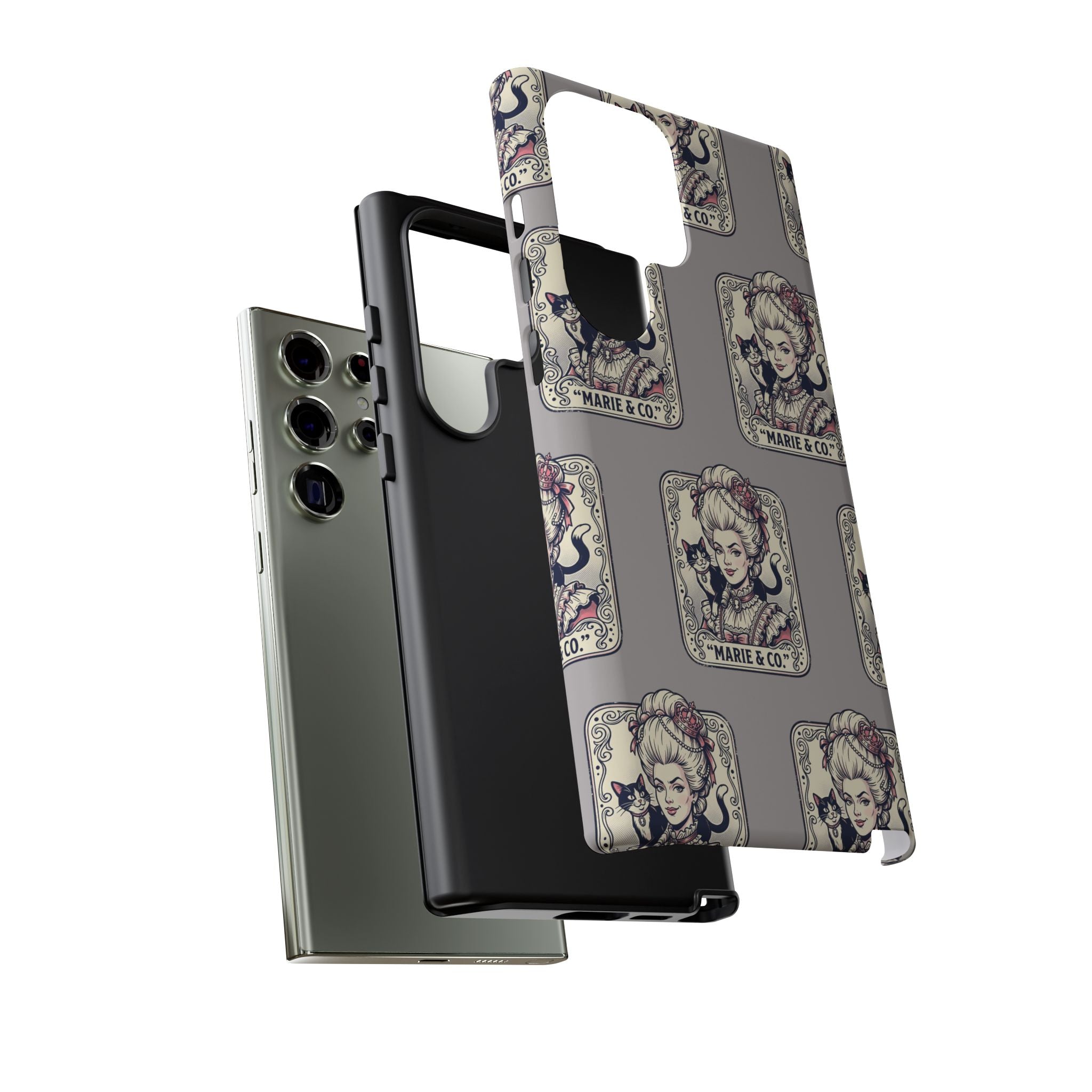 Marie Antoinette & Cat Pattern Tough Phone Case