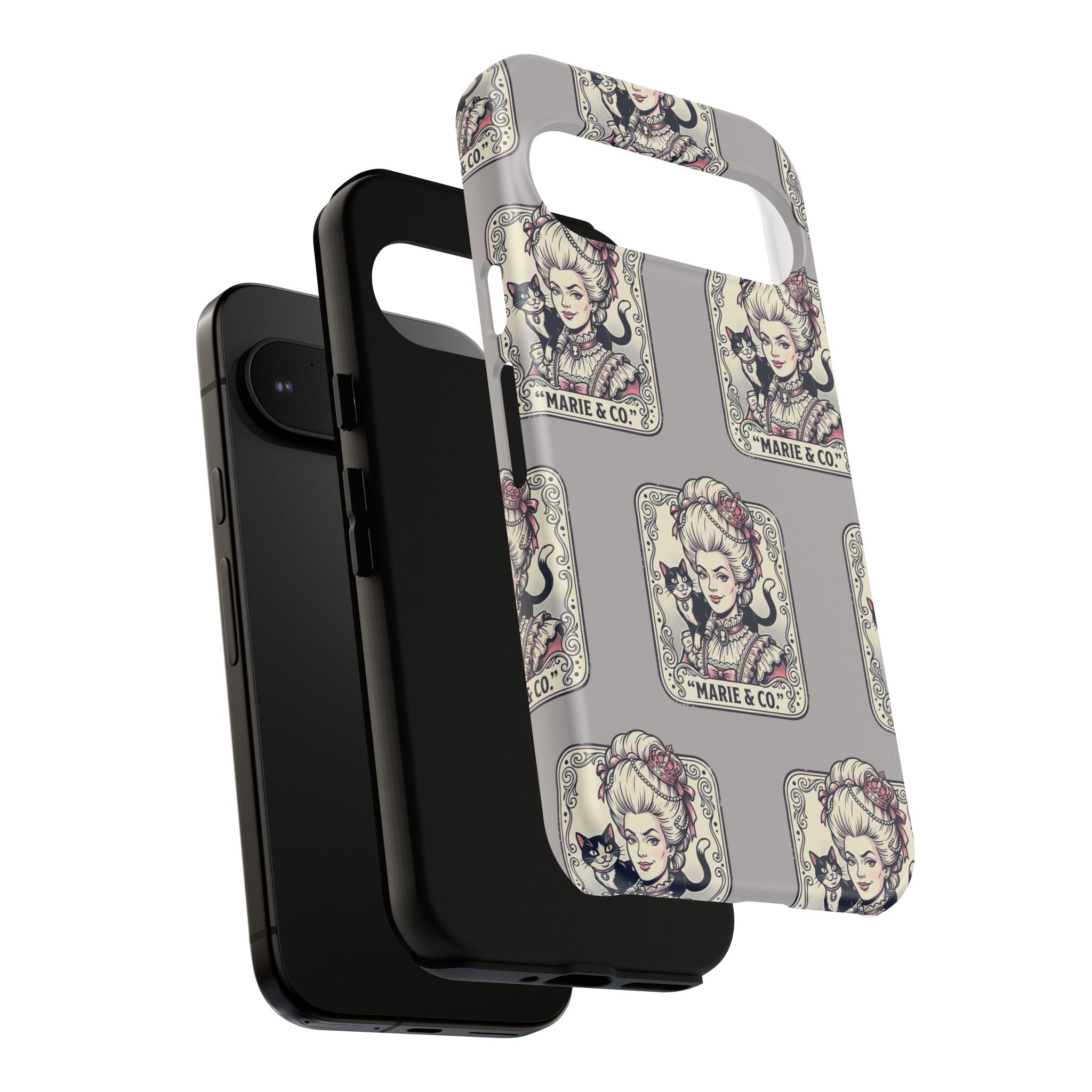 Marie Antoinette & Cat Pattern Tough Phone Case