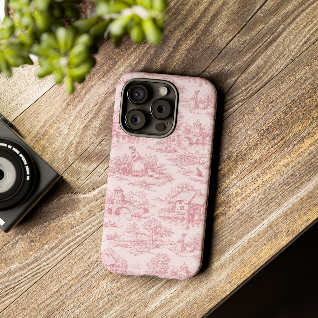 Le Hameau Pink Toile Phone Case — The Queen's Hamlet Pattern Tough Protective Case