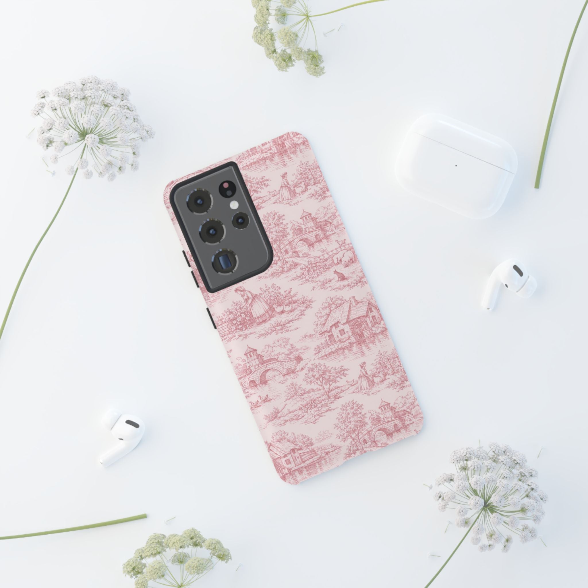 Le Hameau Pink Toile Phone Case — The Queen's Hamlet Pattern Tough Protective Case