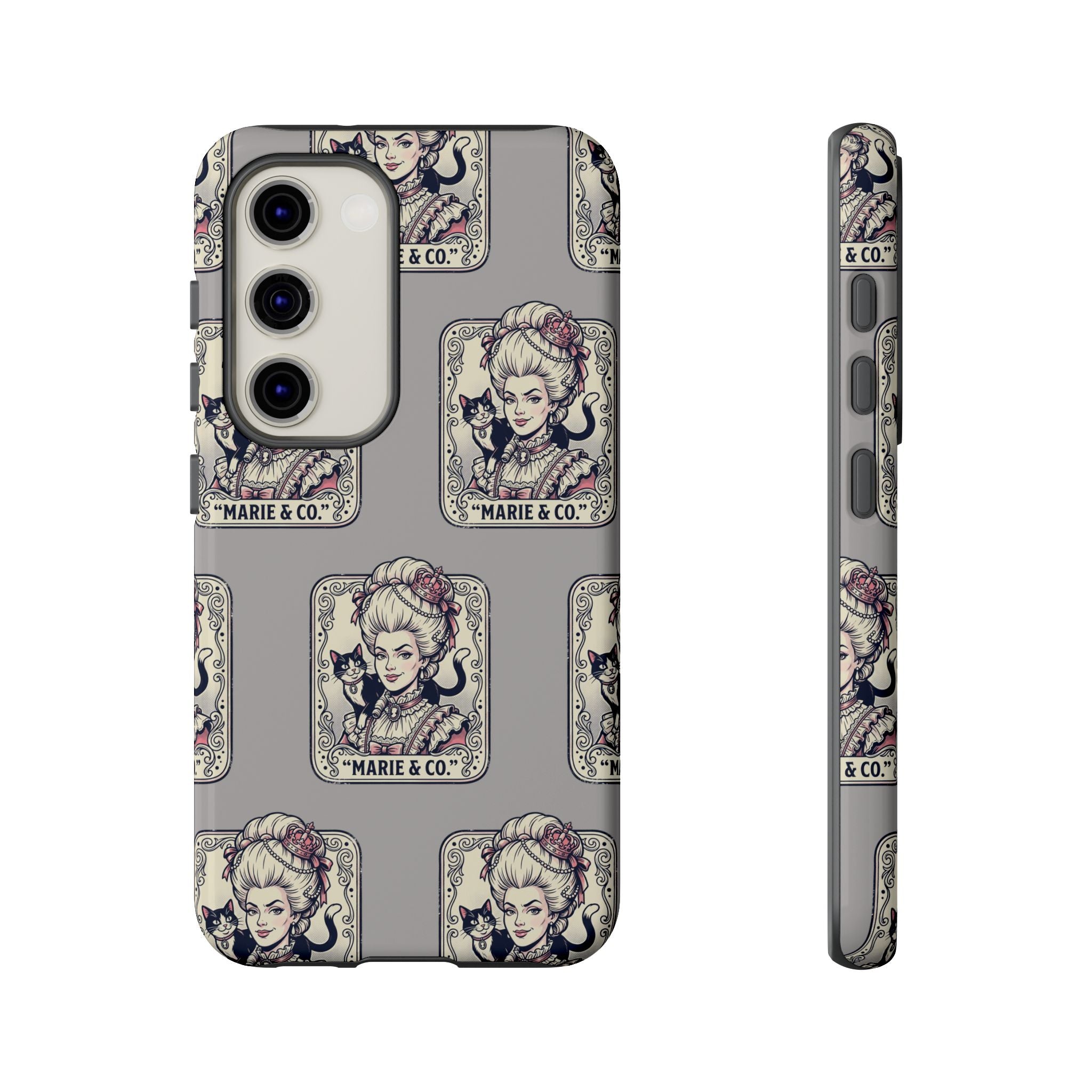 Marie Antoinette & Cat Pattern Tough Phone Case