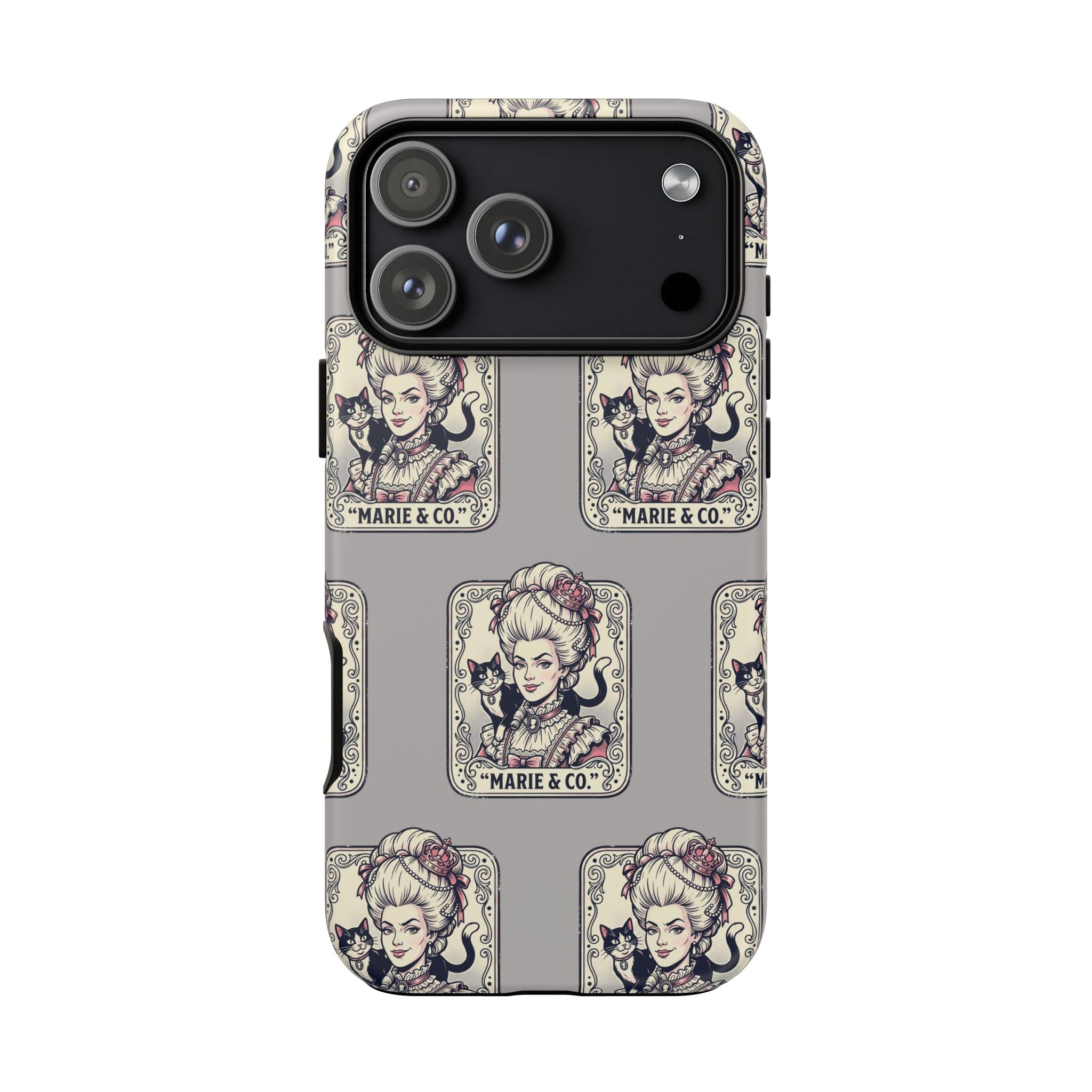 Marie Antoinette & Cat Pattern Tough Phone Case
