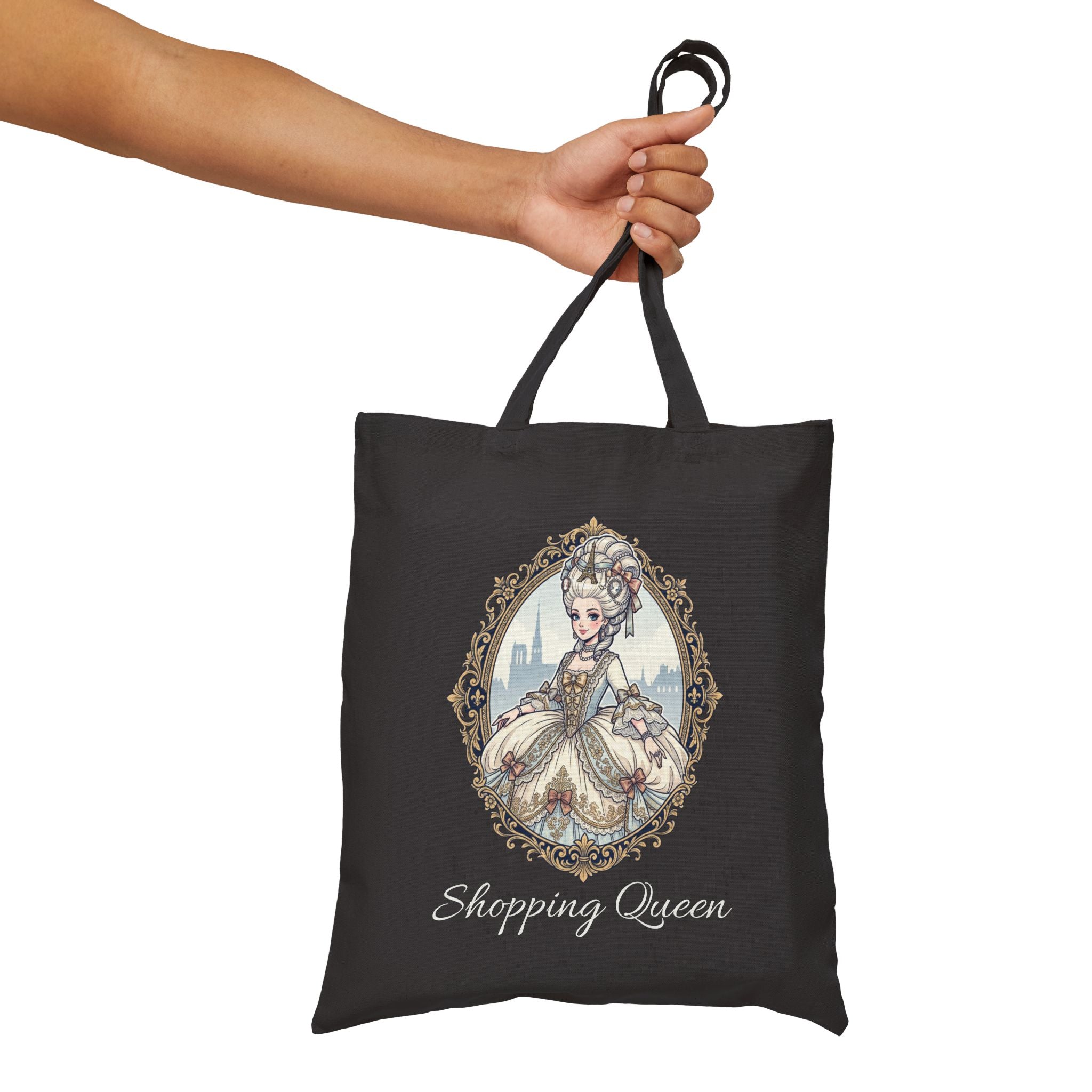 Shopping Queen Illustration Tote Bag | 18th Century Rococo Lady Portrait