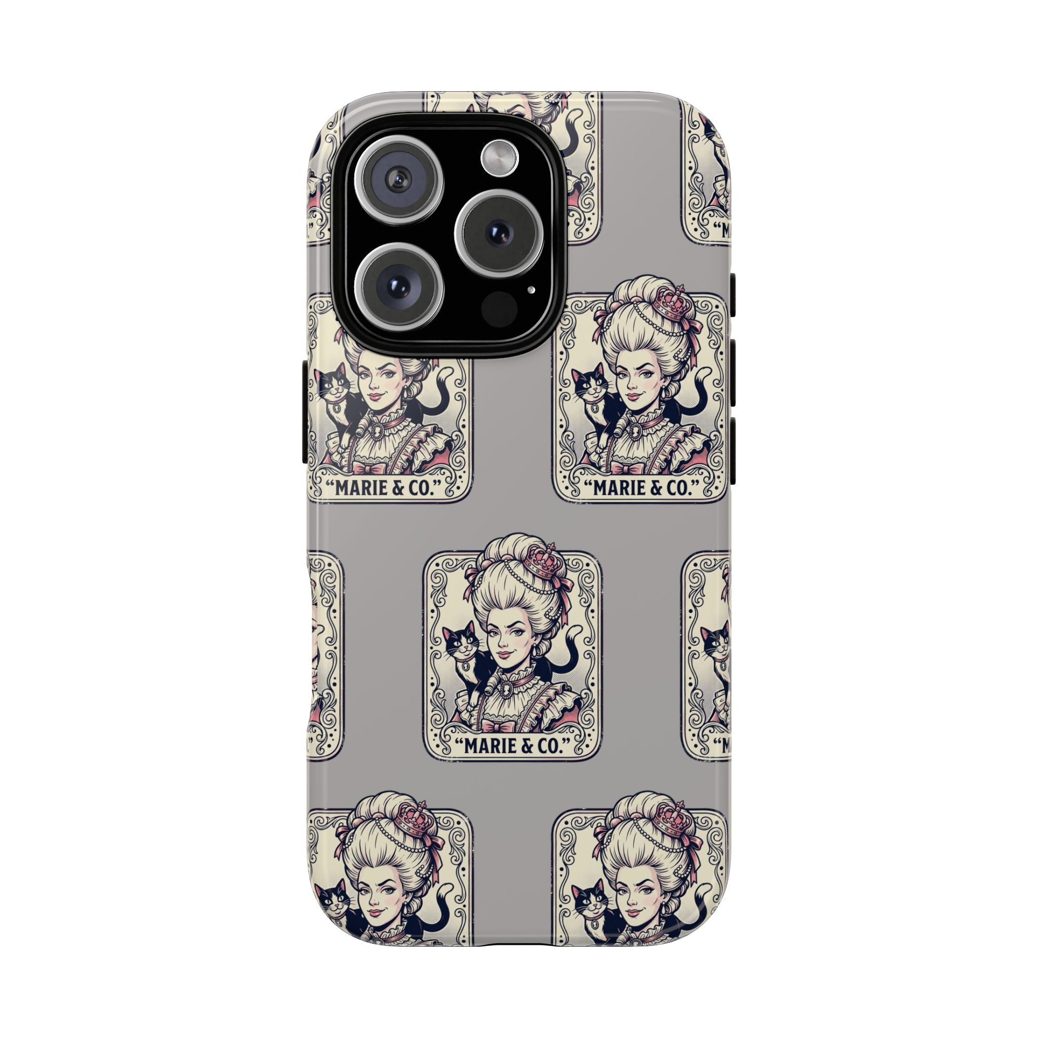 Marie Antoinette & Cat Pattern Tough Phone Case