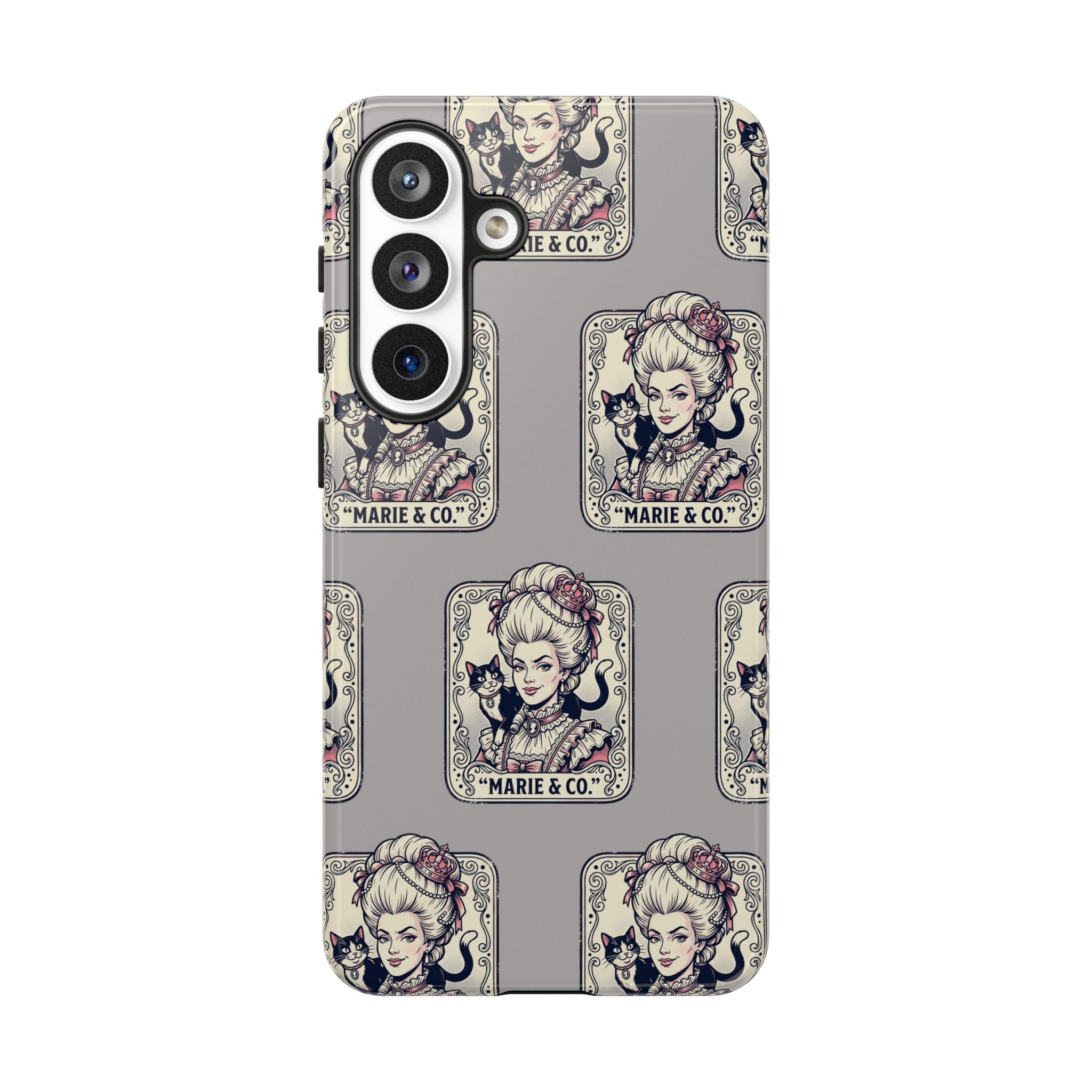 Marie Antoinette & Cat Pattern Tough Phone Case