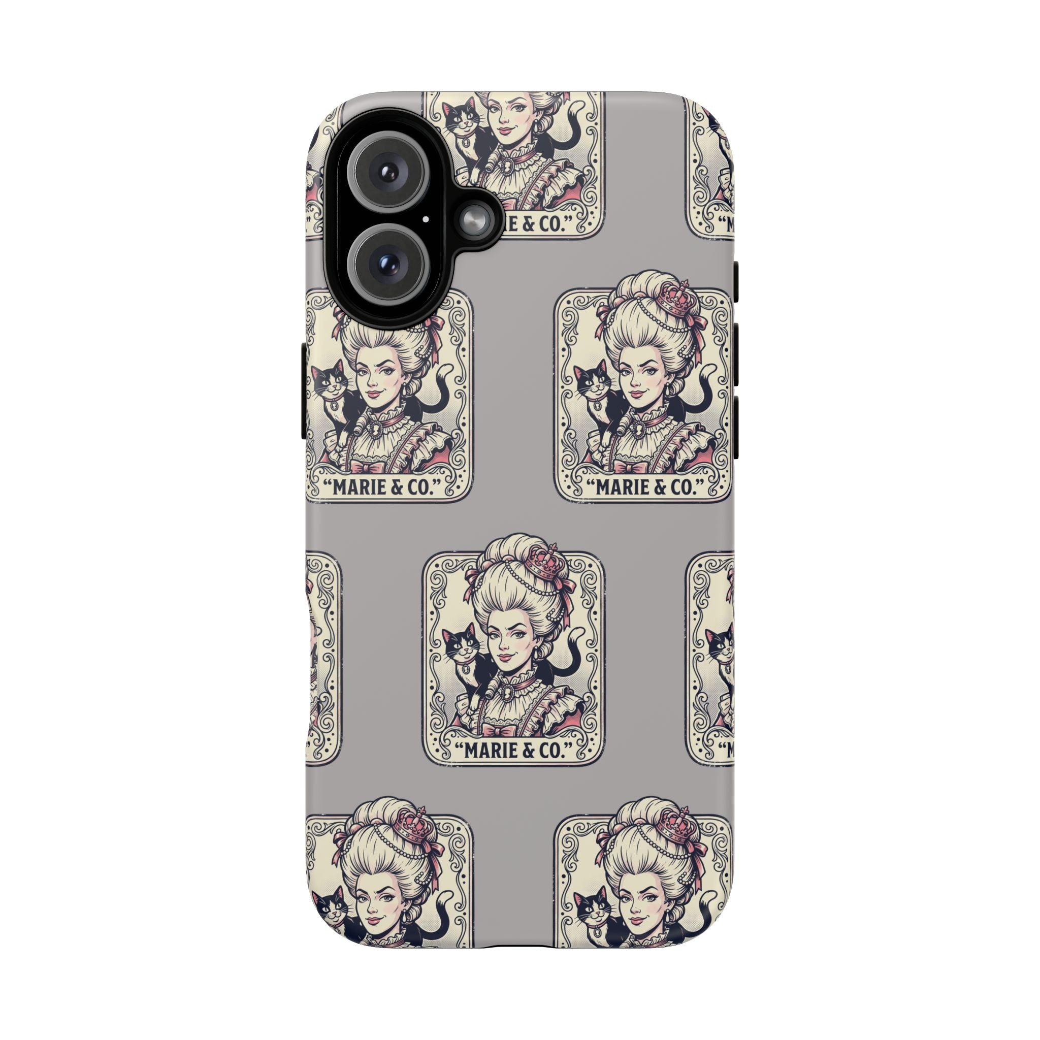 Marie Antoinette & Cat Pattern Tough Phone Case