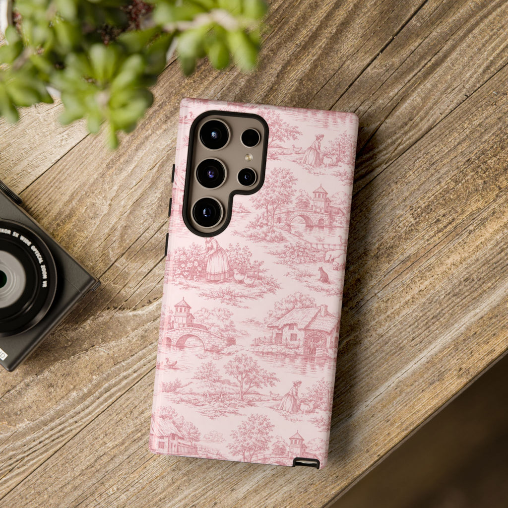Le Hameau Pink Toile Phone Case — The Queen's Hamlet Pattern Tough Protective Case