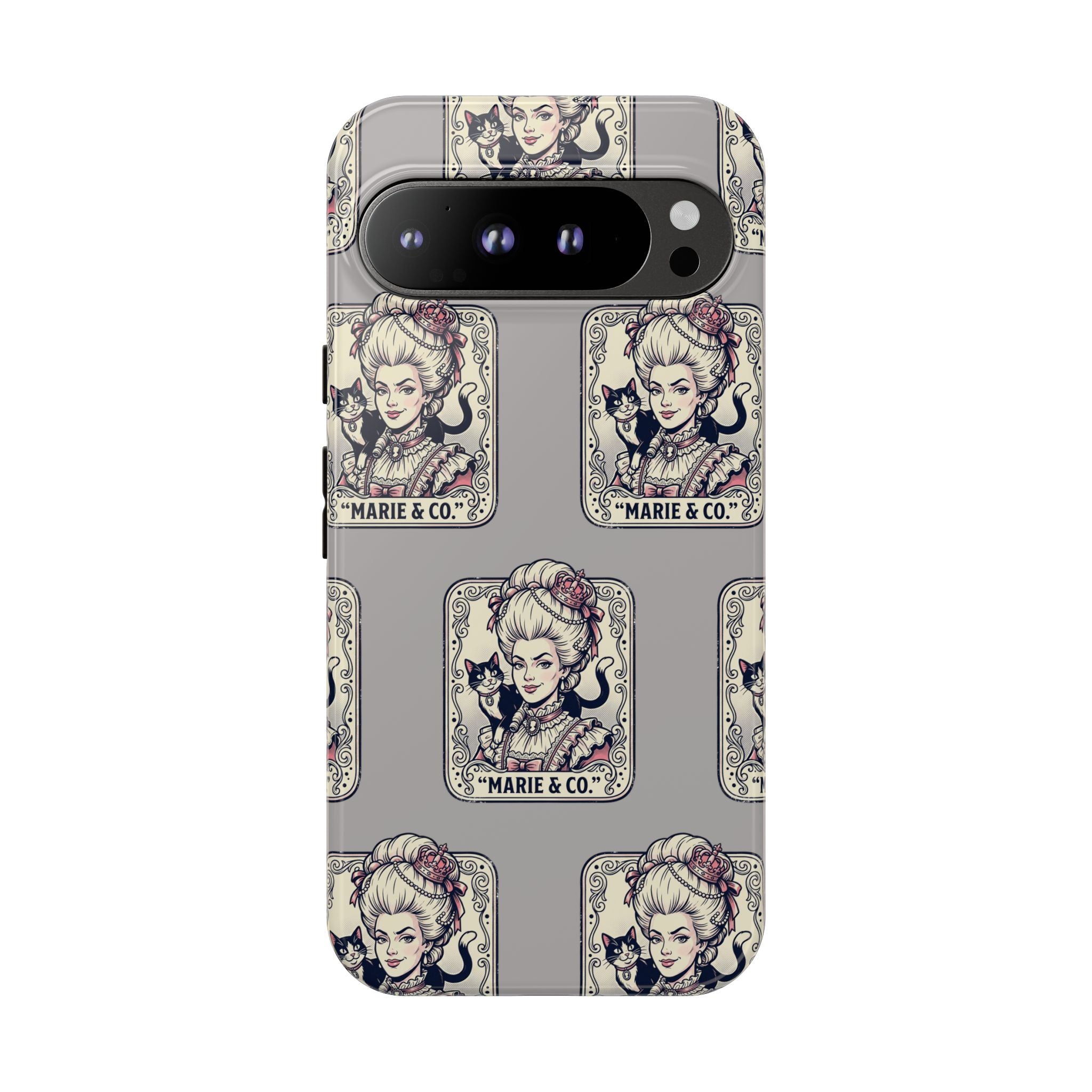 Marie Antoinette & Cat Pattern Tough Phone Case