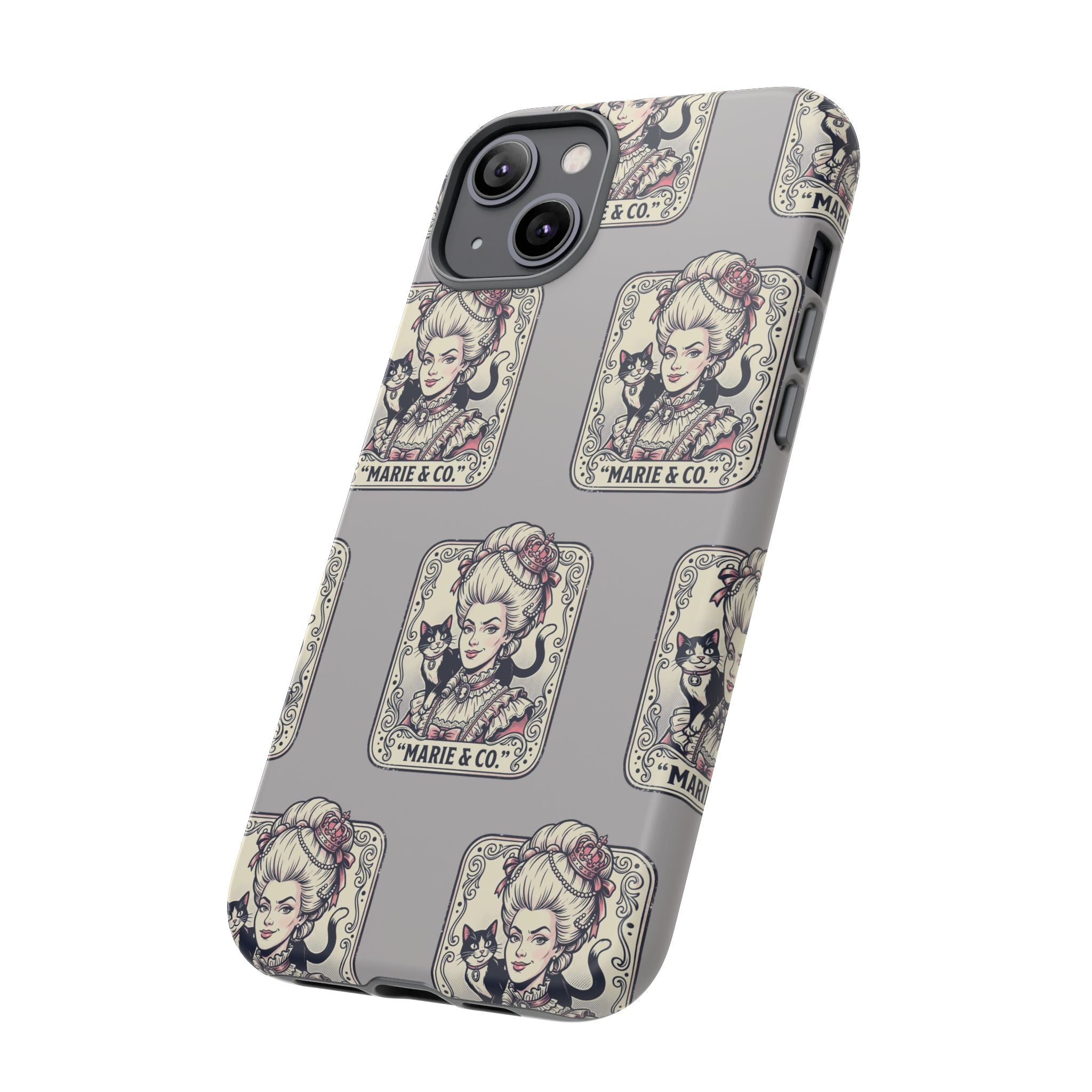 Marie Antoinette & Cat Pattern Tough Phone Case
