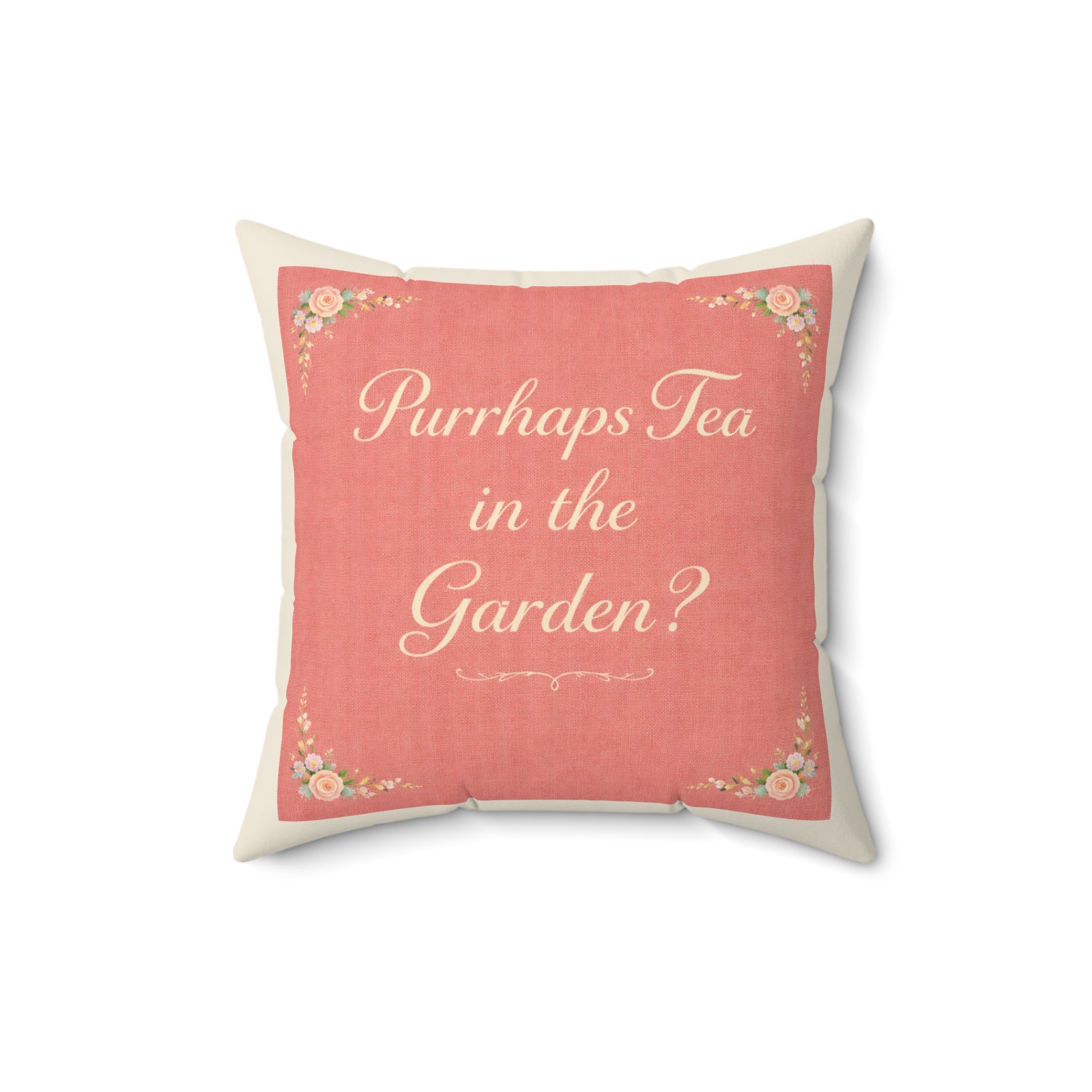 Versailles Cat Tea Party Decorative Pillow — "Purrhaps Tea in the Garden?" - Back View