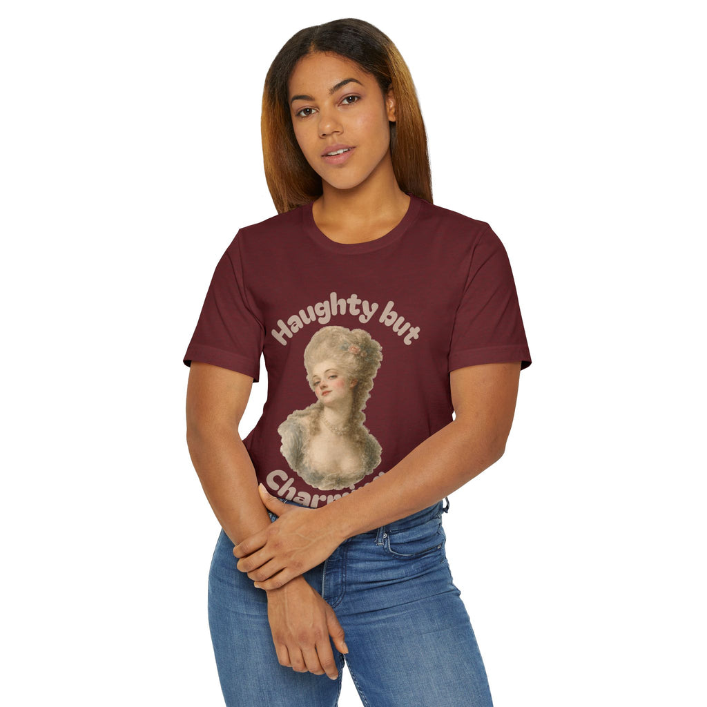 Haughty But Charming Vintage Portrait T-Shirt - Maroon