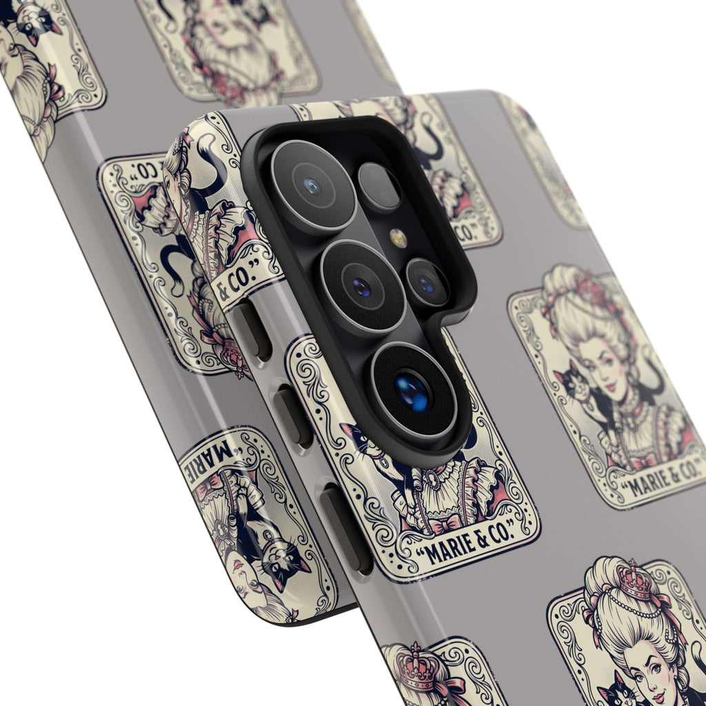 Marie Antoinette & Cat Pattern Tough Phone Case