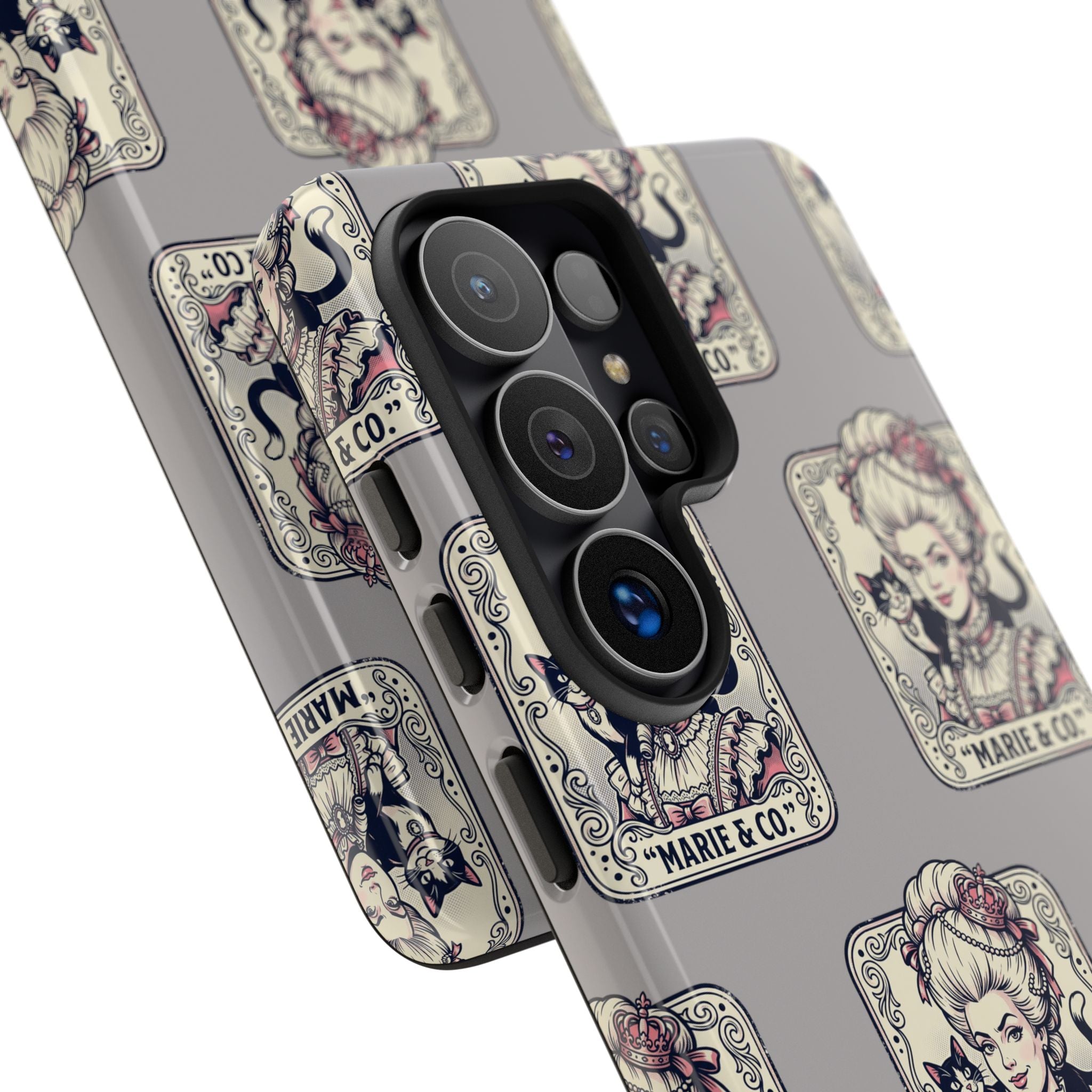 Marie Antoinette & Cat Pattern Tough Phone Case