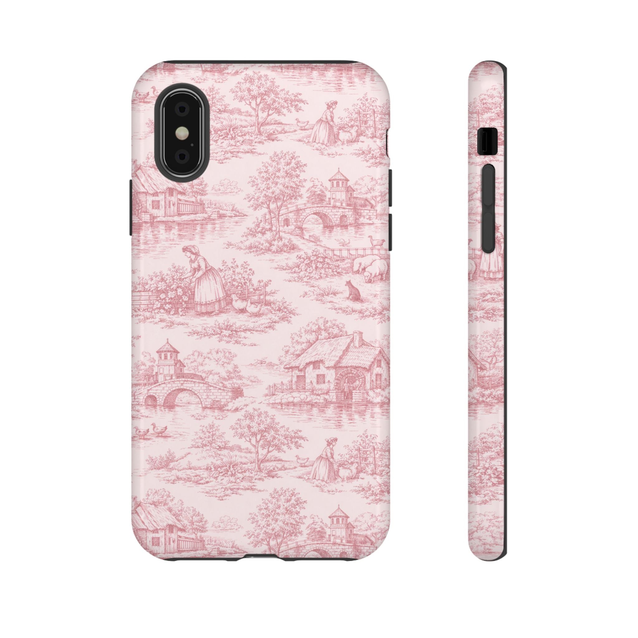 Le Hameau Pink Toile Phone Case — The Queen's Hamlet Pattern Tough Protective Case