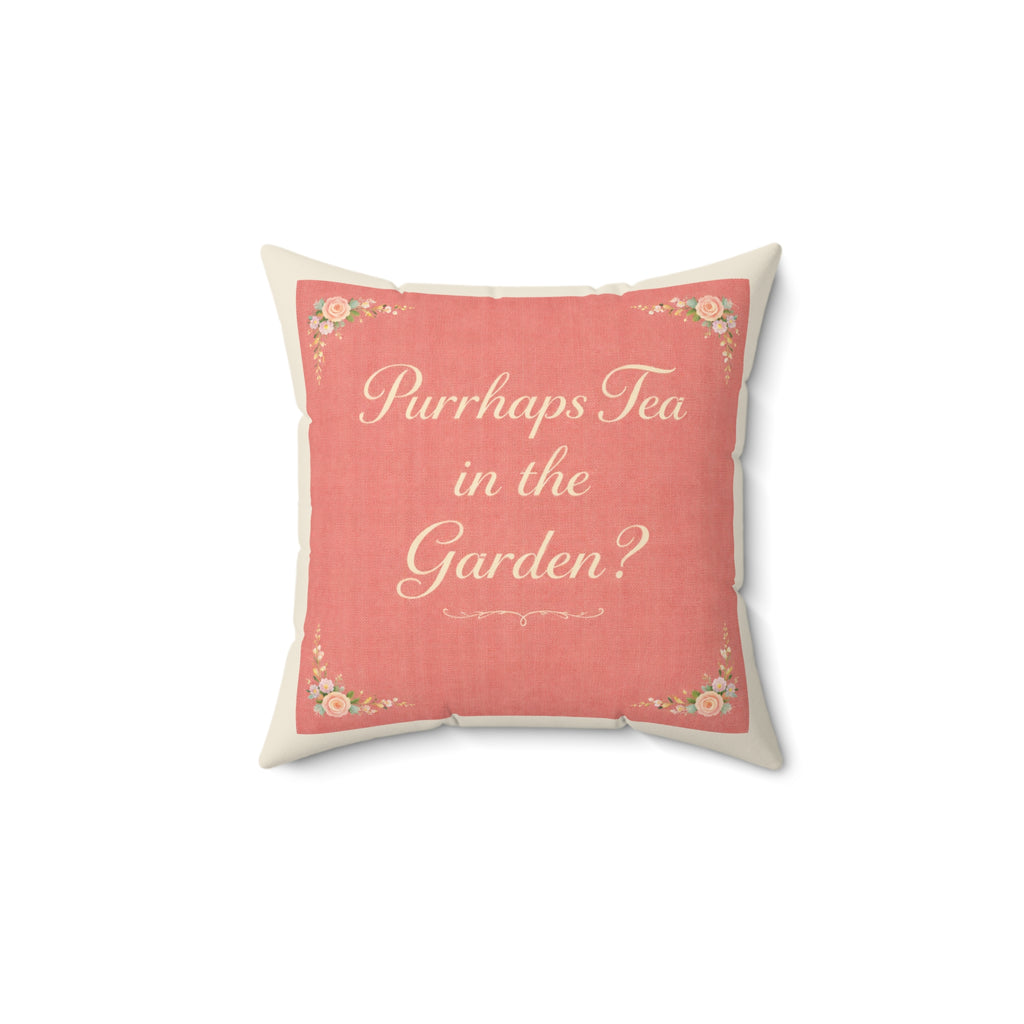 Back view of Versailles Cat Tea Party Decorative Pillow — "Purrhaps Tea in the Garden?"