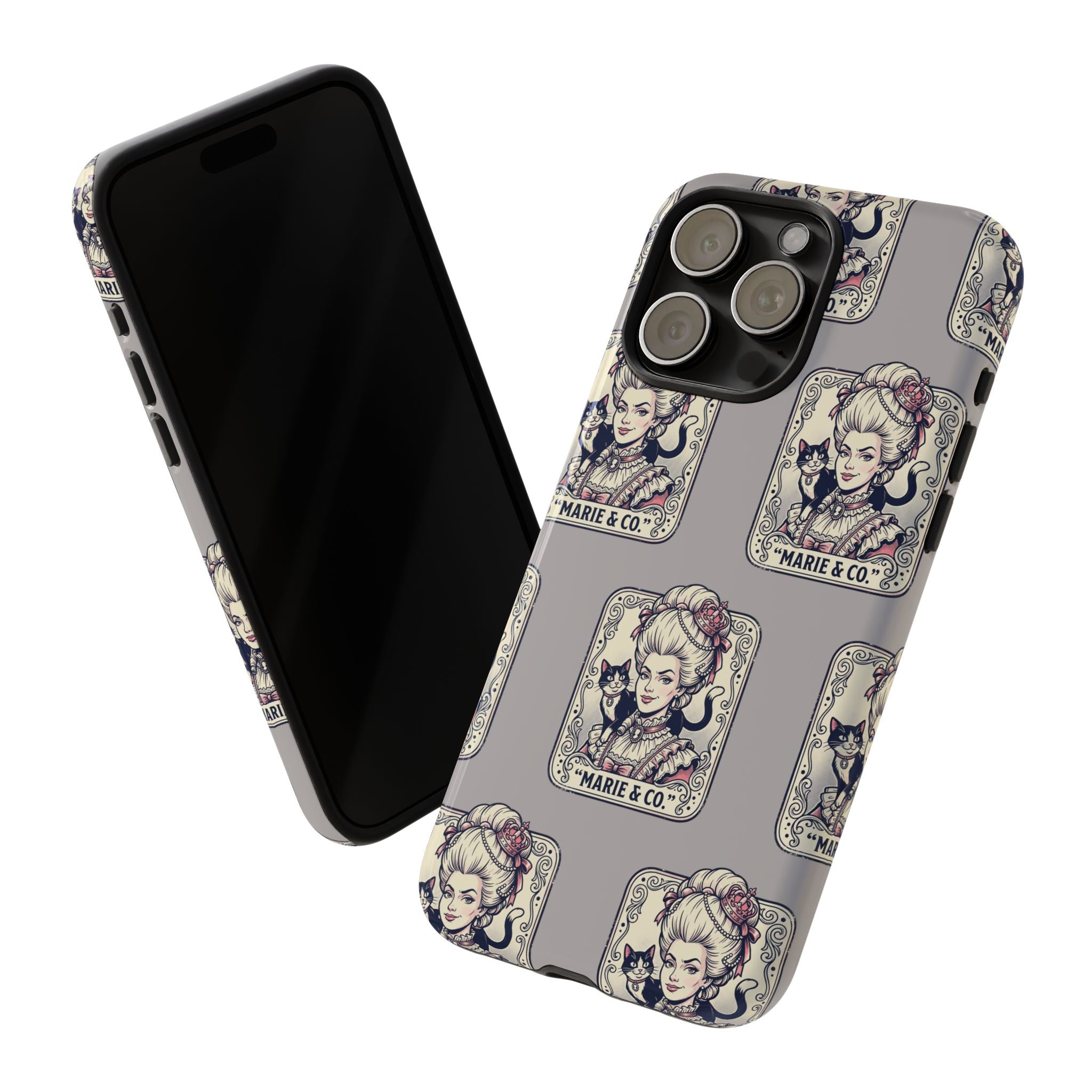 Marie Antoinette & Cat Pattern Tough Phone Case