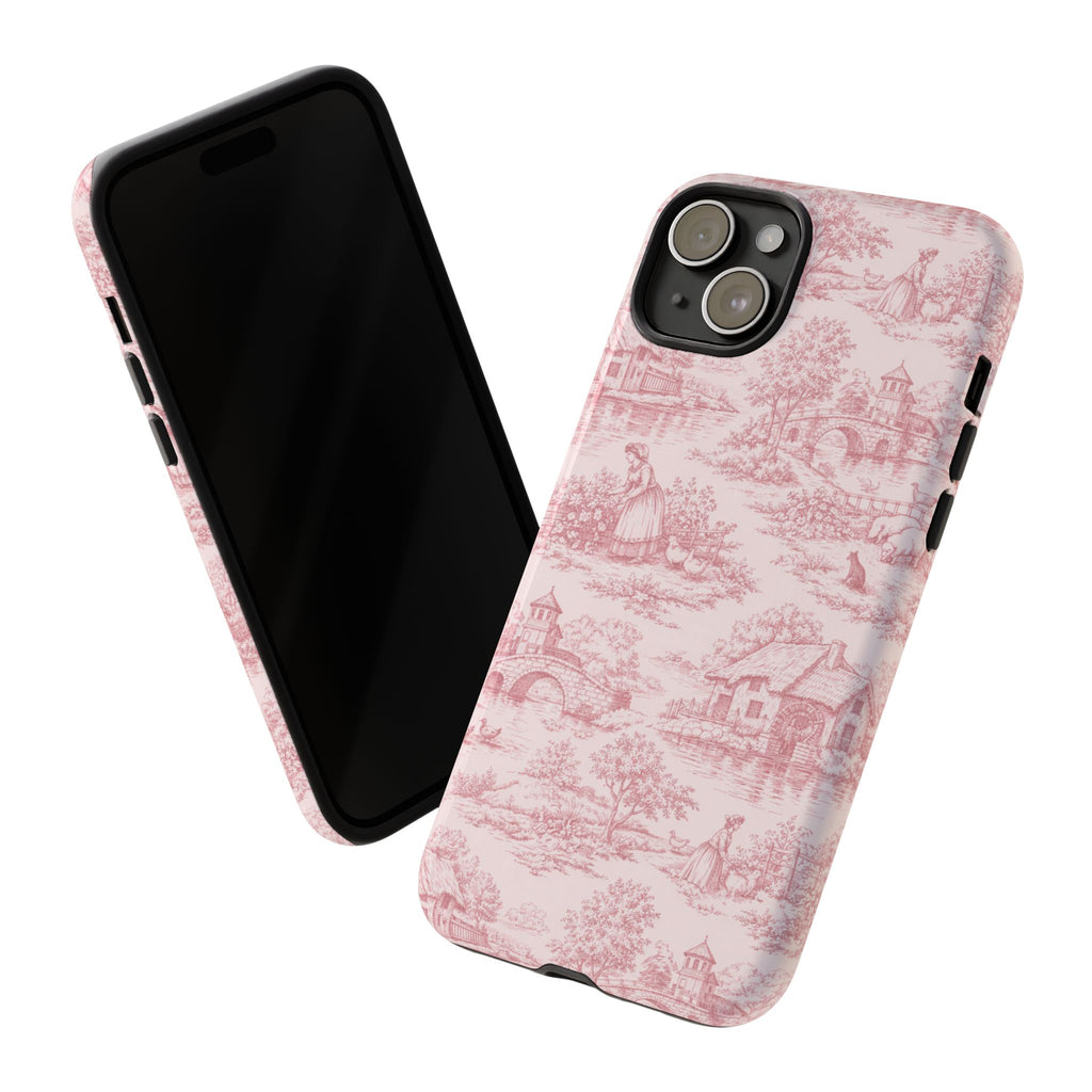 Le Hameau Pink Toile Phone Case — The Queen's Hamlet Pattern Tough Protective Case