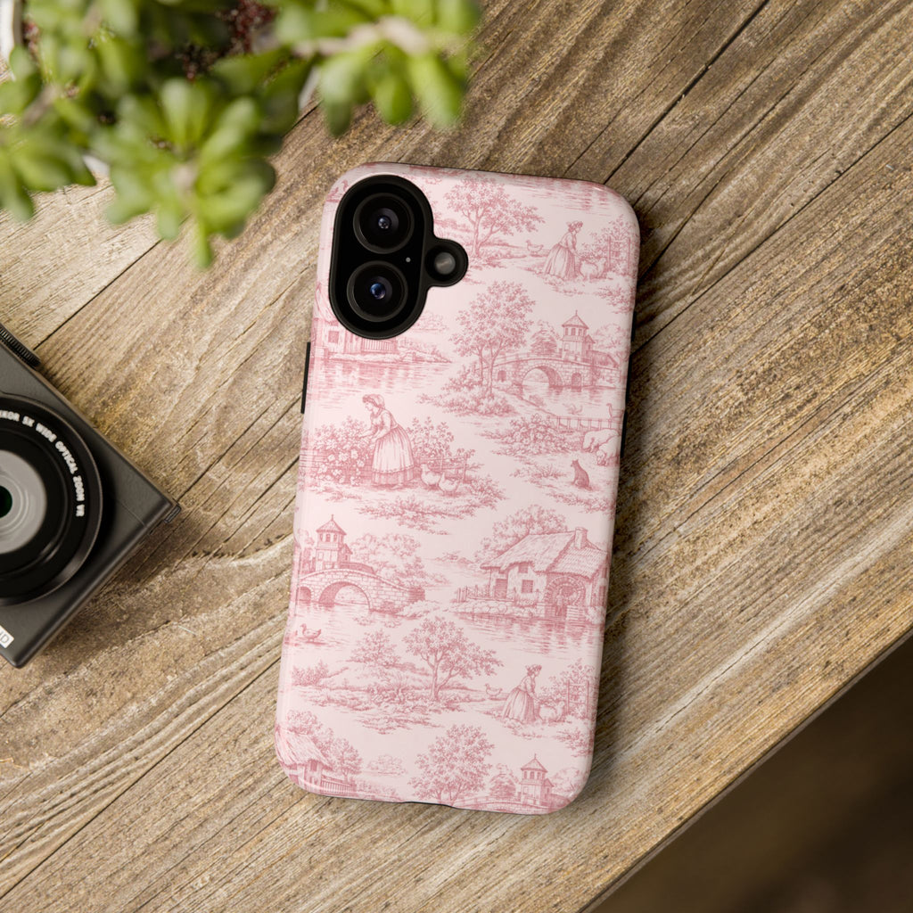 Le Hameau Pink Toile Phone Case — The Queen's Hamlet Pattern Tough Protective Case