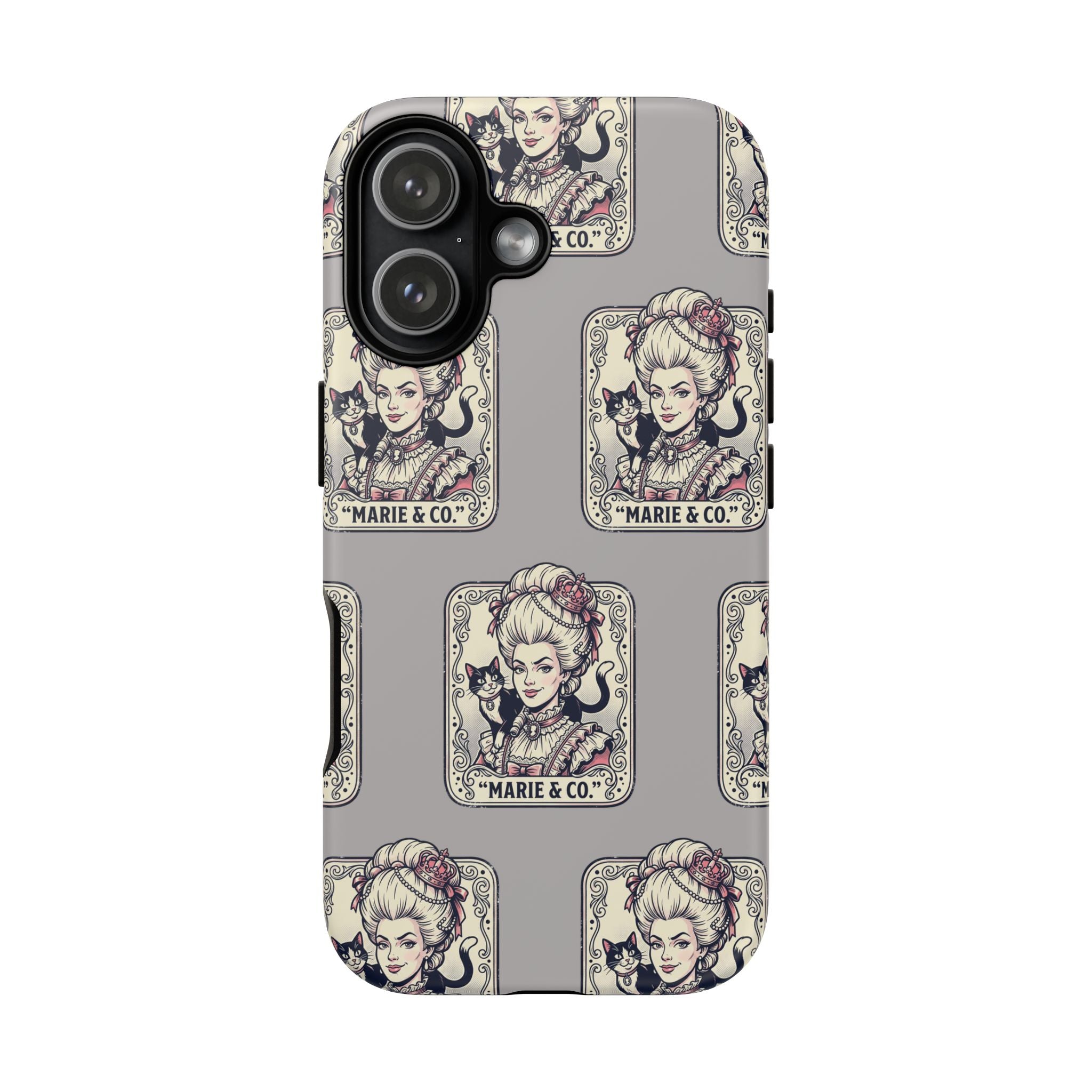 Marie Antoinette & Cat Pattern Tough Phone Case