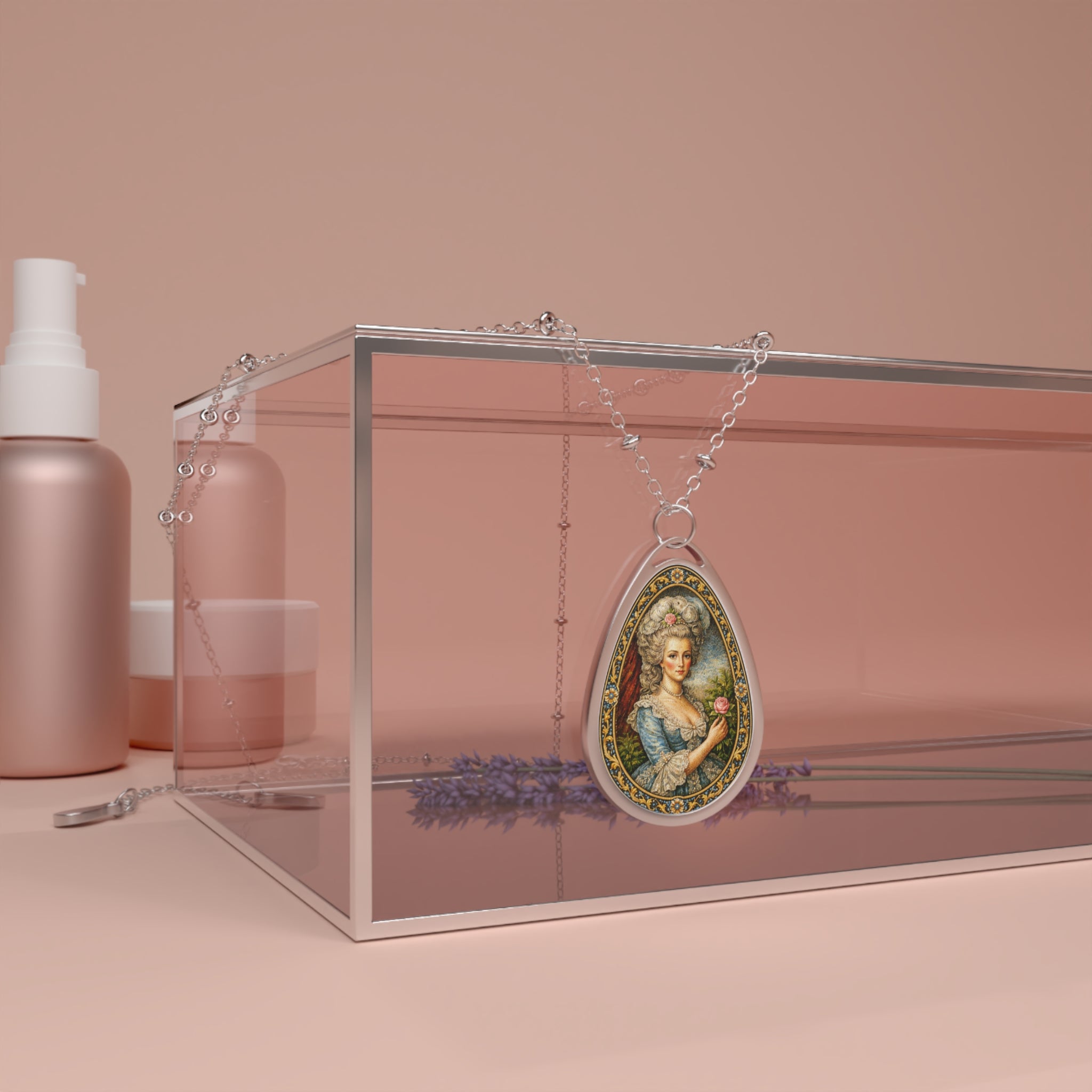Oval Portrait Necklace — Marie Antoinette Teardrop Pendant
