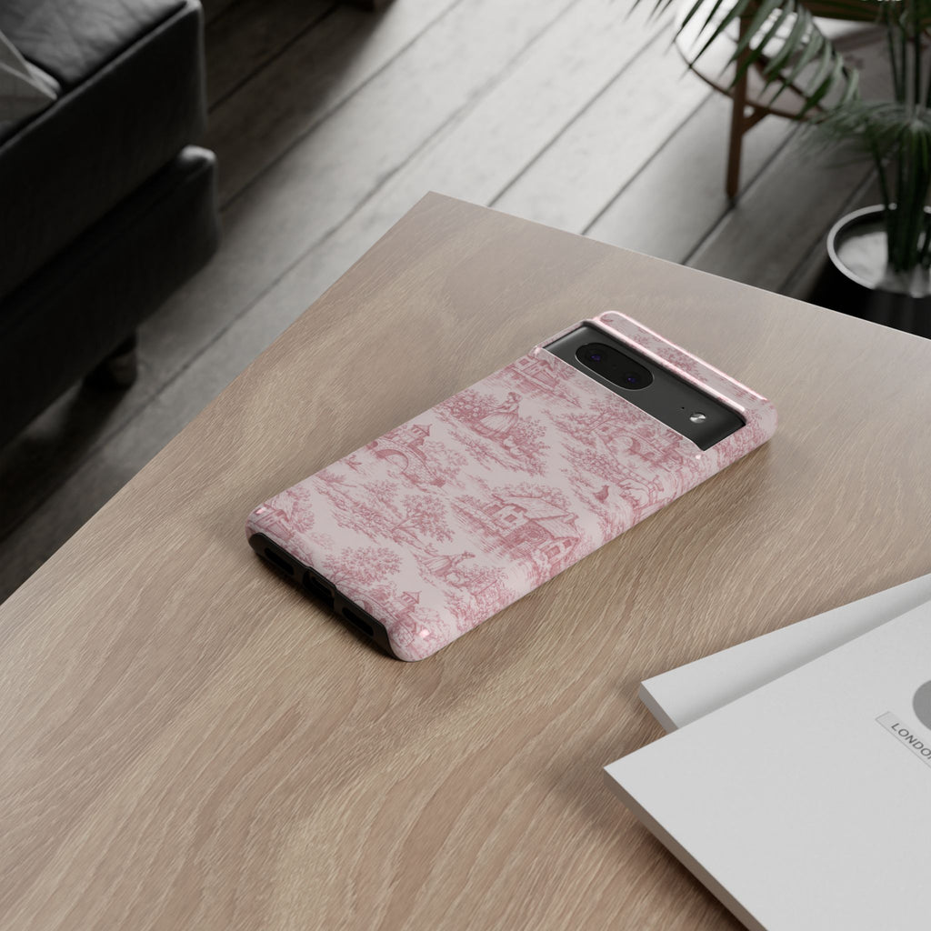 Le Hameau Pink Toile Phone Case — The Queen's Hamlet Pattern Tough Protective Case