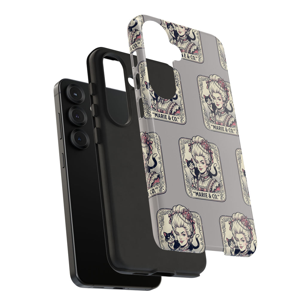 Marie Antoinette & Cat Pattern Tough Phone Case