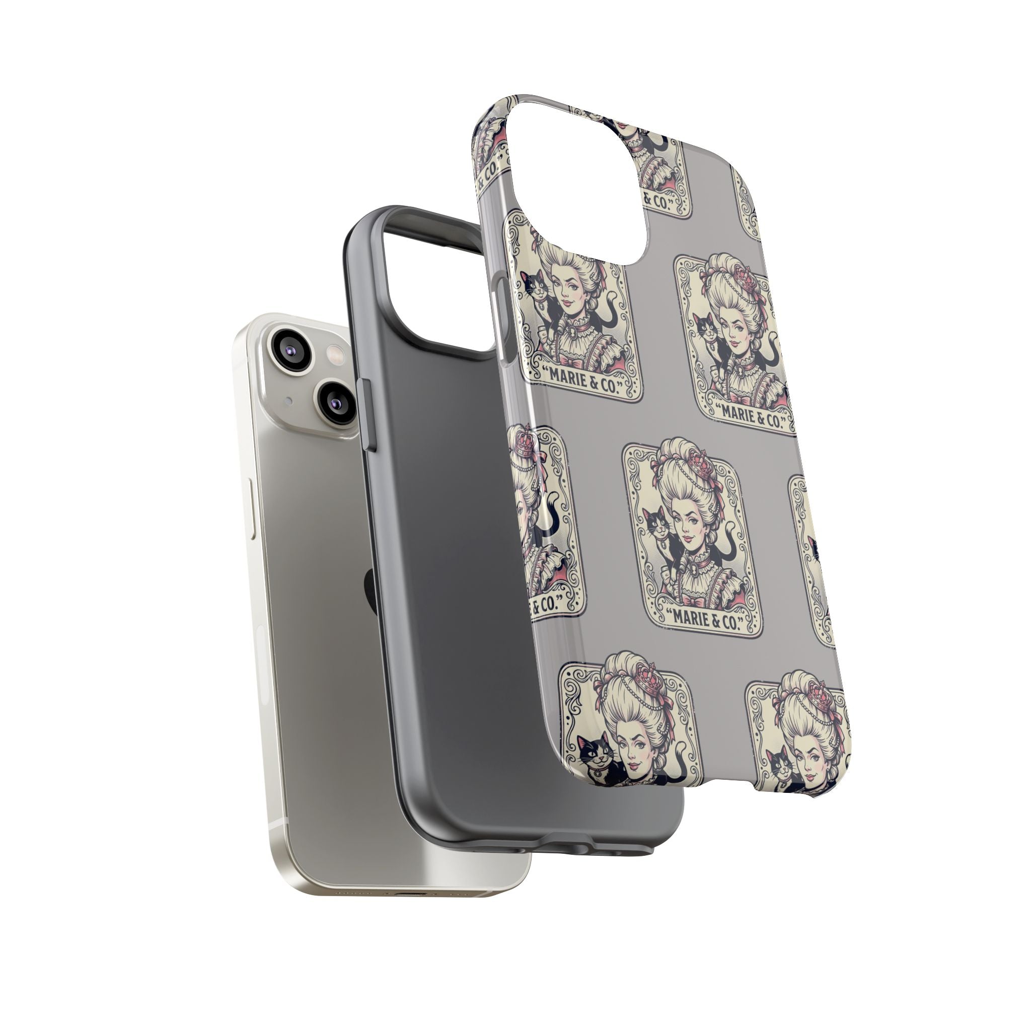 Marie Antoinette & Cat Pattern Tough Phone Case