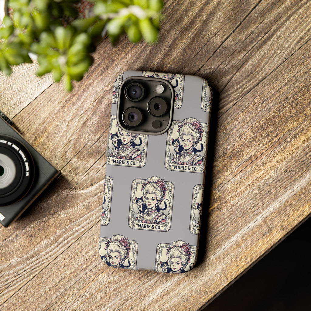 Marie Antoinette & Cat Pattern Tough Phone Case